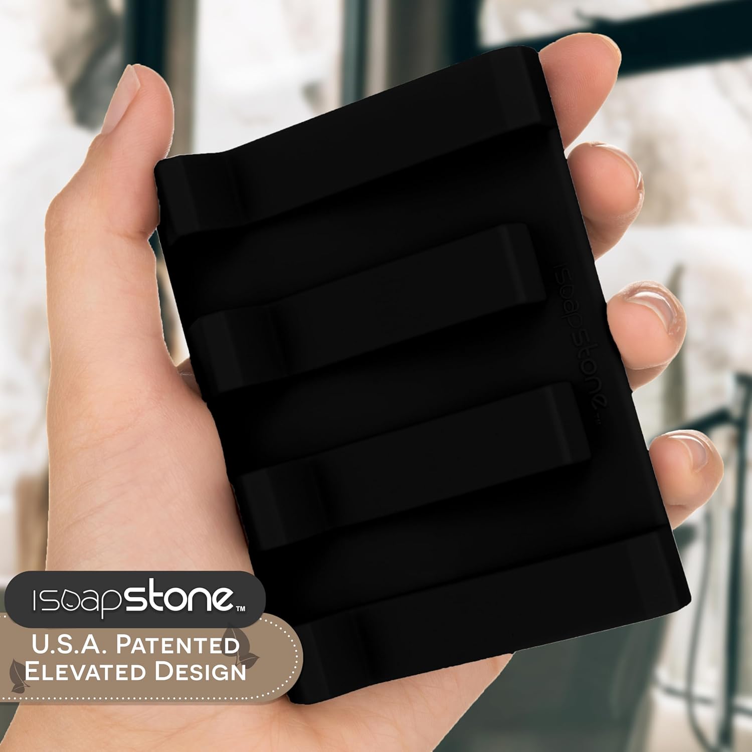 iSoapStone Silicone Soap Dish 2-Pack Black