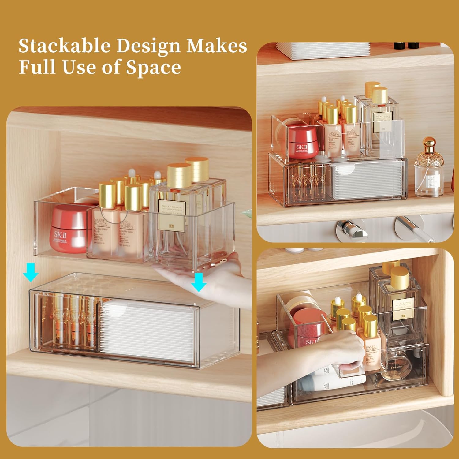 EAROND 2 Tier Medicine Cabinet Organizer with Removable Dividers