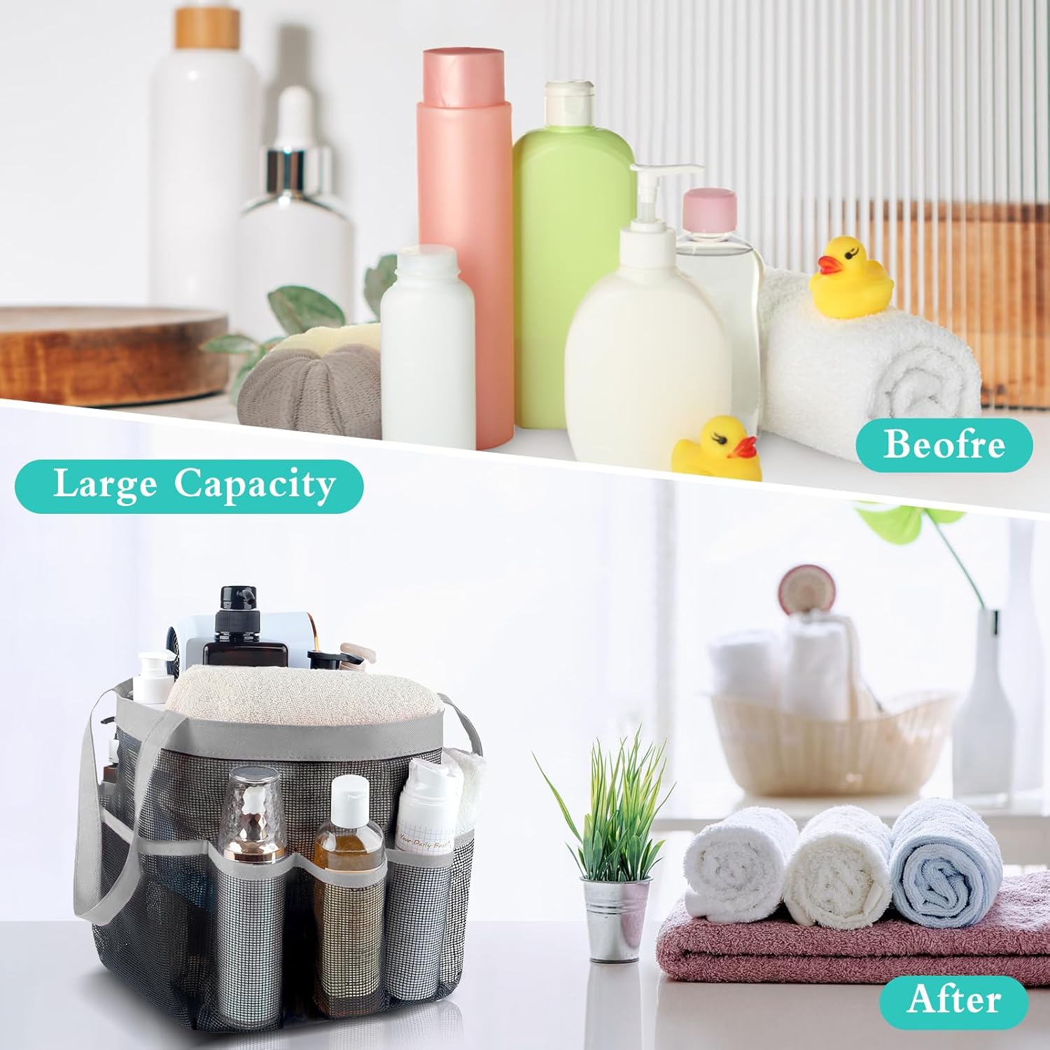 Attmu Mesh Shower Caddy Portable for Dorm Room and Travel