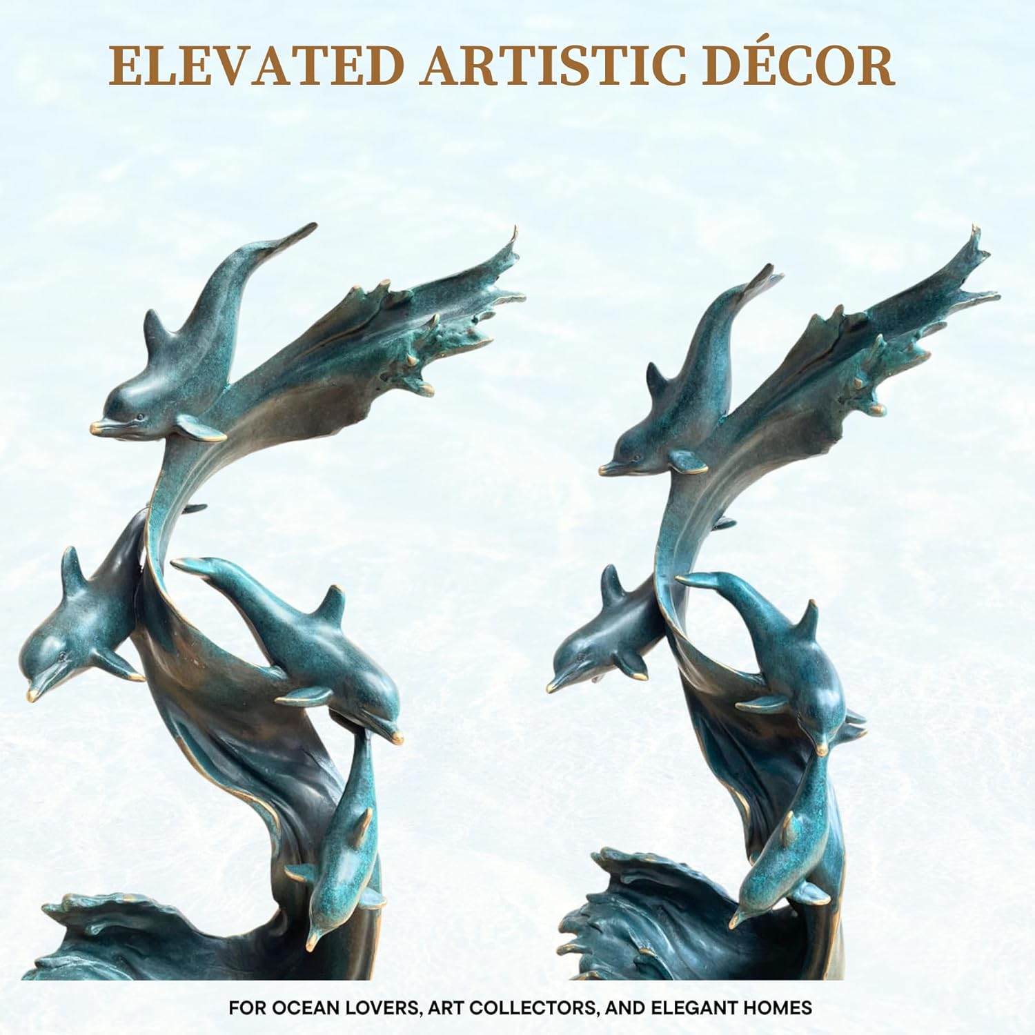 Bronze Dolphin Sculpture 185 Tall Handcrafted Dcor