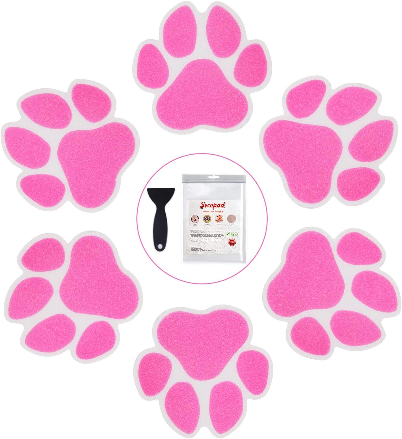 Non-Slip Bathtub Stickers with Scraper Pink
