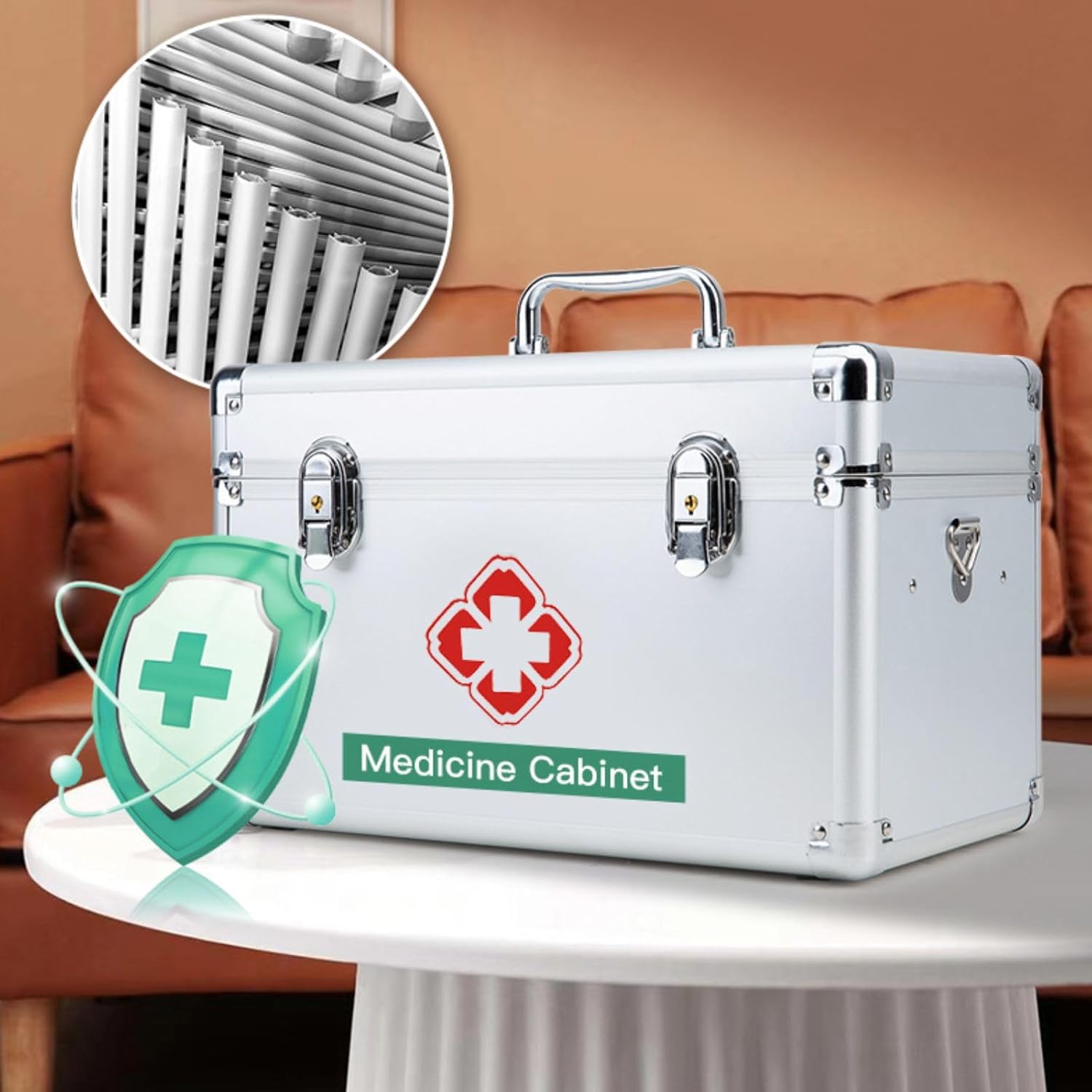 Bangminda Medicine Lock Box with Key Safe Lock