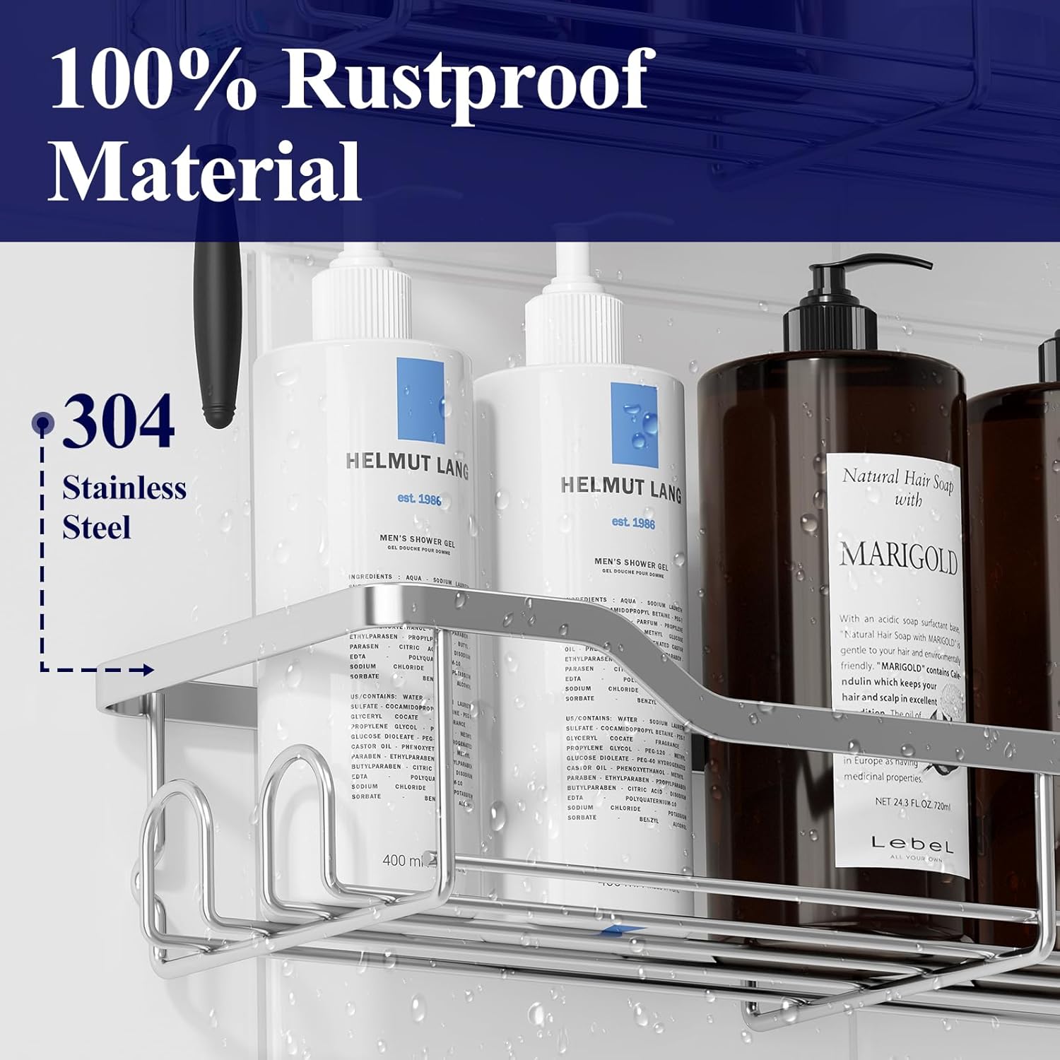 Kitsure Large Shower Caddy - 2 Pack Stainless Steel Adhesive Organizer