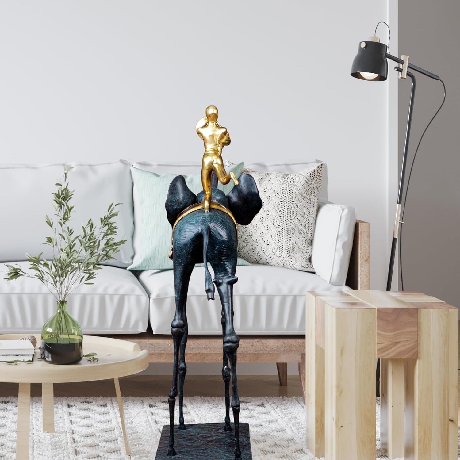 Blue Bronze Elephant Sculpture - 256 Tall Home Dcor