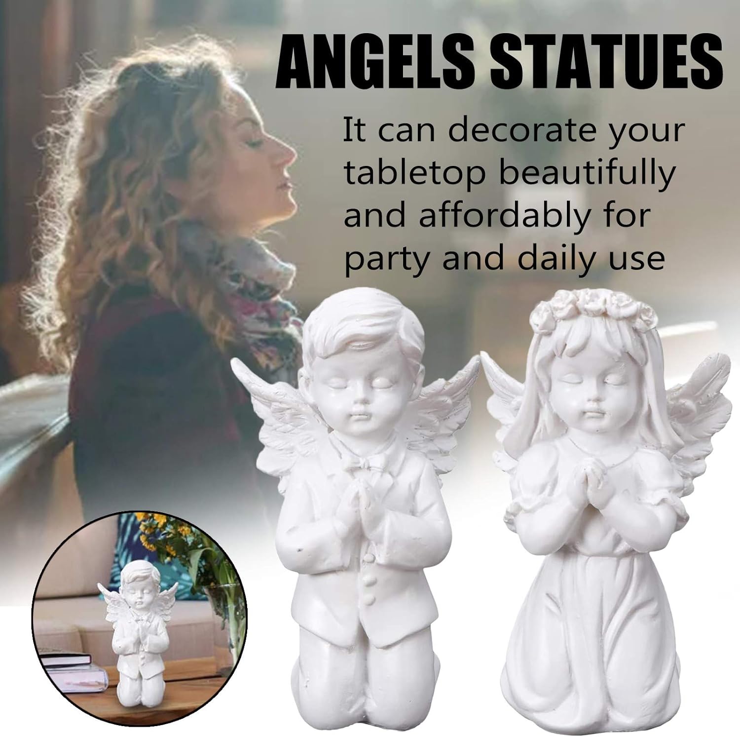 Mini Resin Cherubs Statue - Cute Home Office Decor