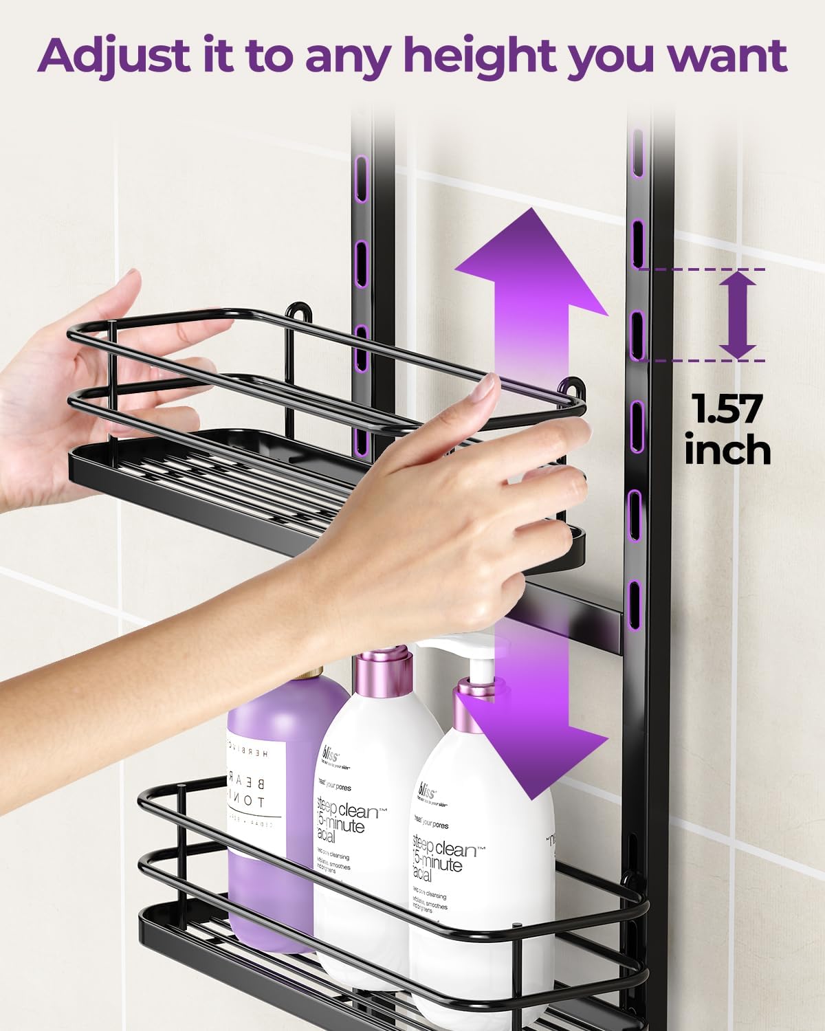 ODesign 3 Tier Adjustable Shower Caddy Organizer