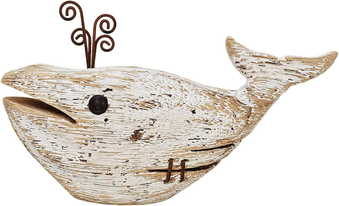 K KILIPES Wood Whale Statue Coastal Decor