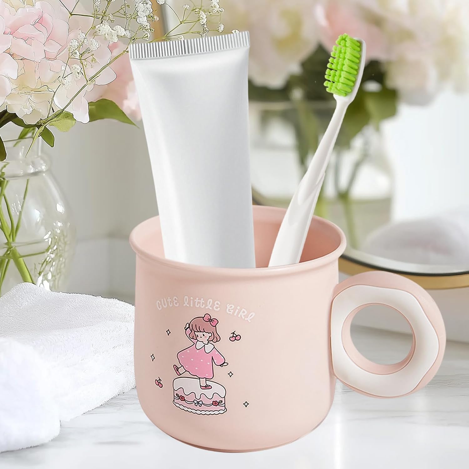 Cute Toothbrush Holder with Kawaii Dessert Design Pink
