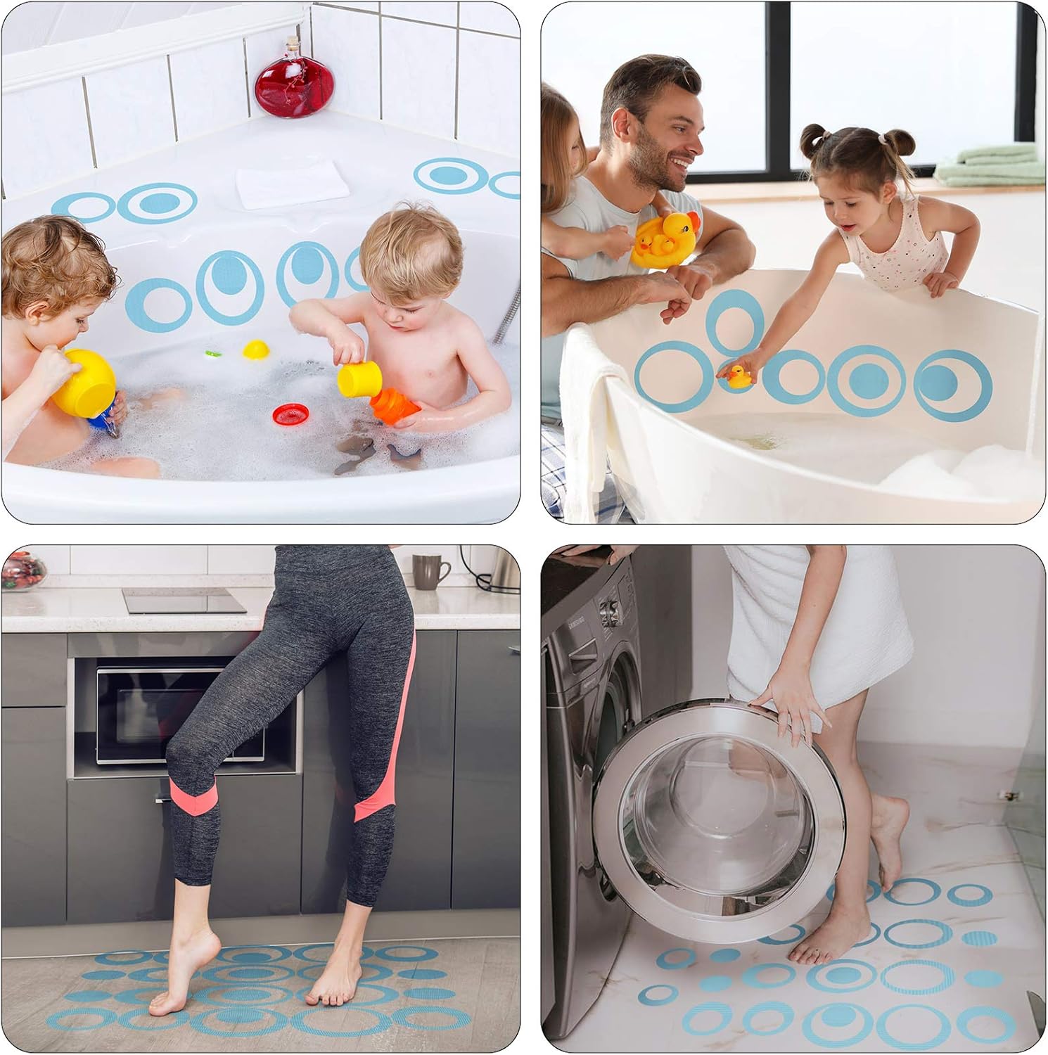 Tenare 45 Piece Non-Slip Bathtub Stickers Blue