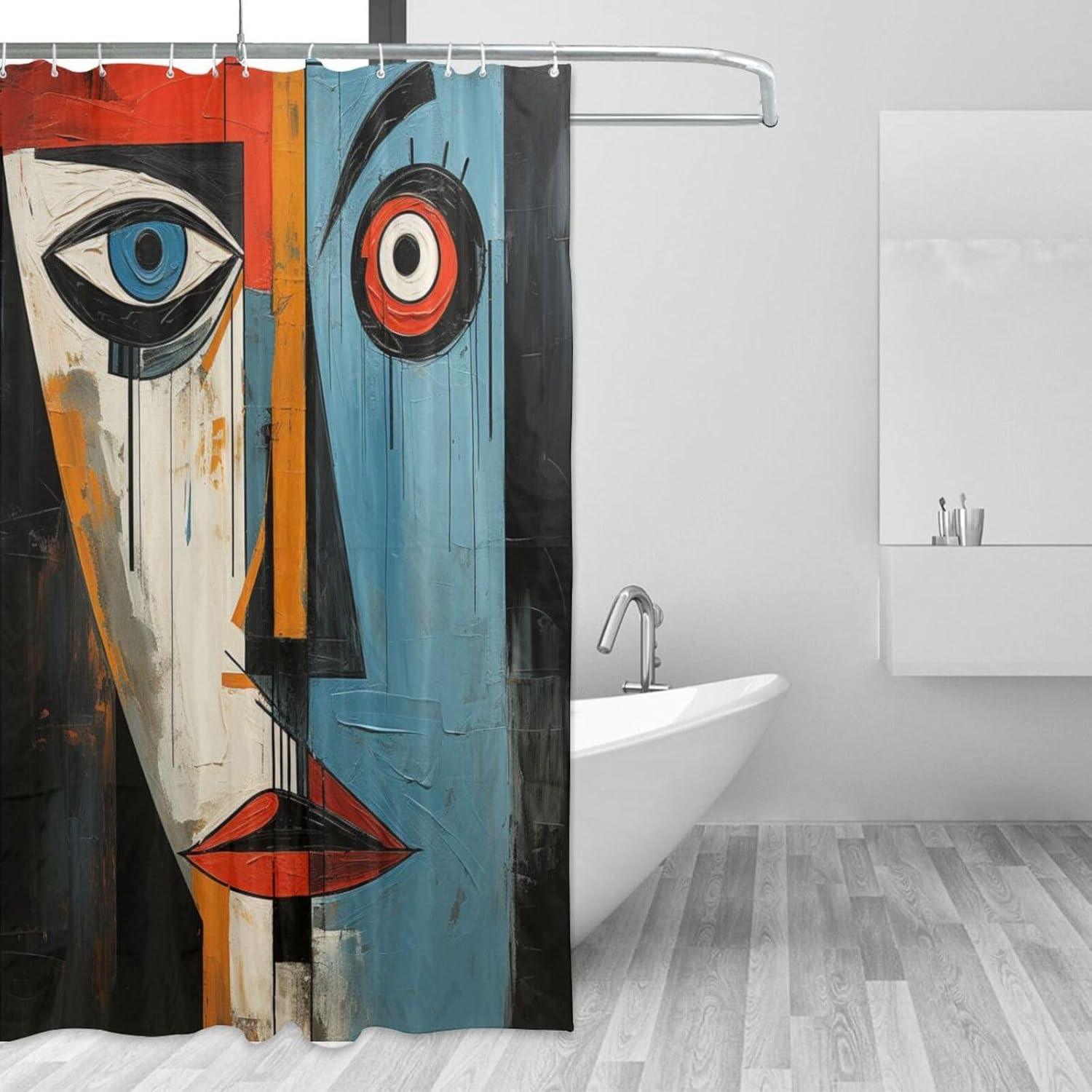 DAOWANGZUO Boho Girl Paint Splash Shower Curtain Set