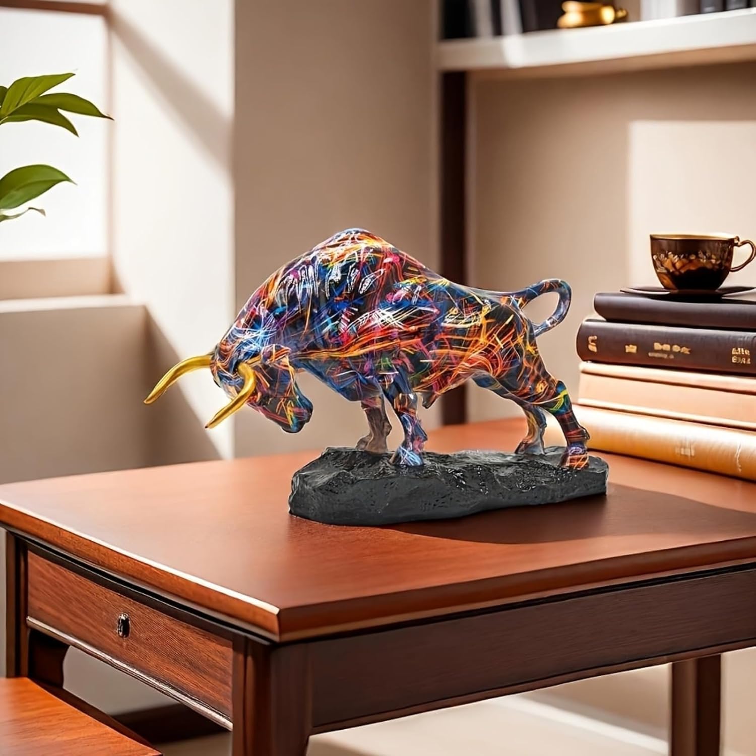 Yema Classic Abstract Resin Bull Sculpture - 138 x 866