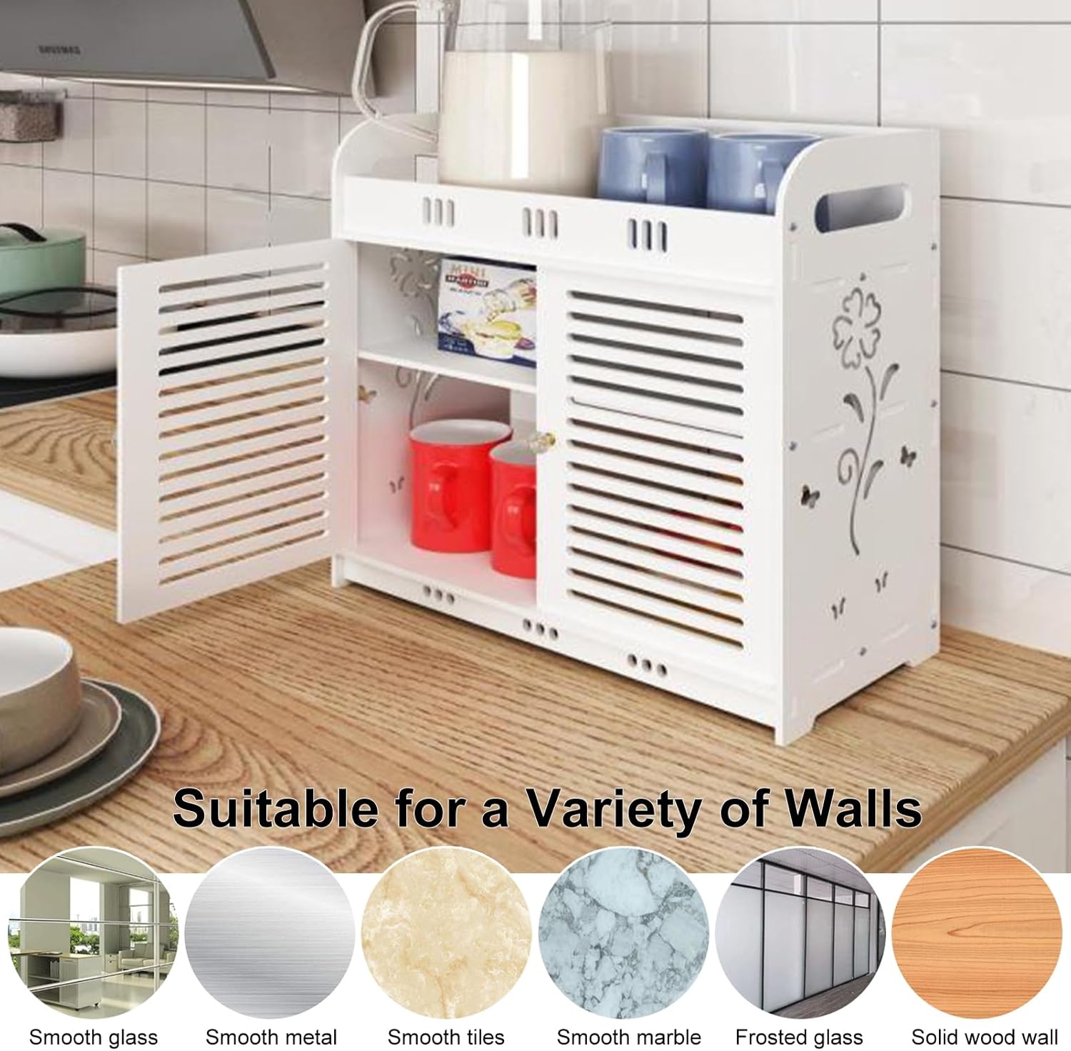 Wicoanox Bathroom Wall Cabinet with 2 Doors White