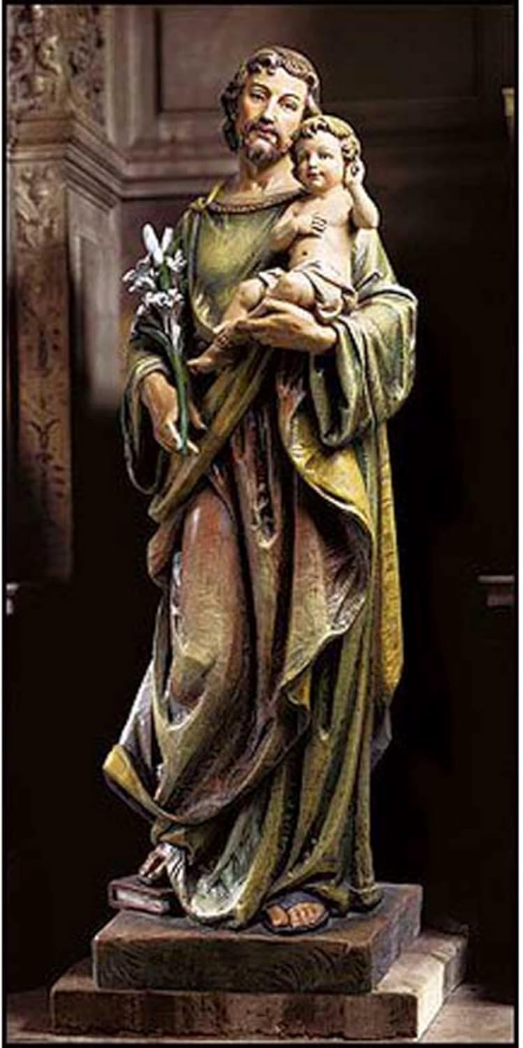 St Joseph with Child Statue 48 Tall Hand-Painted Resin