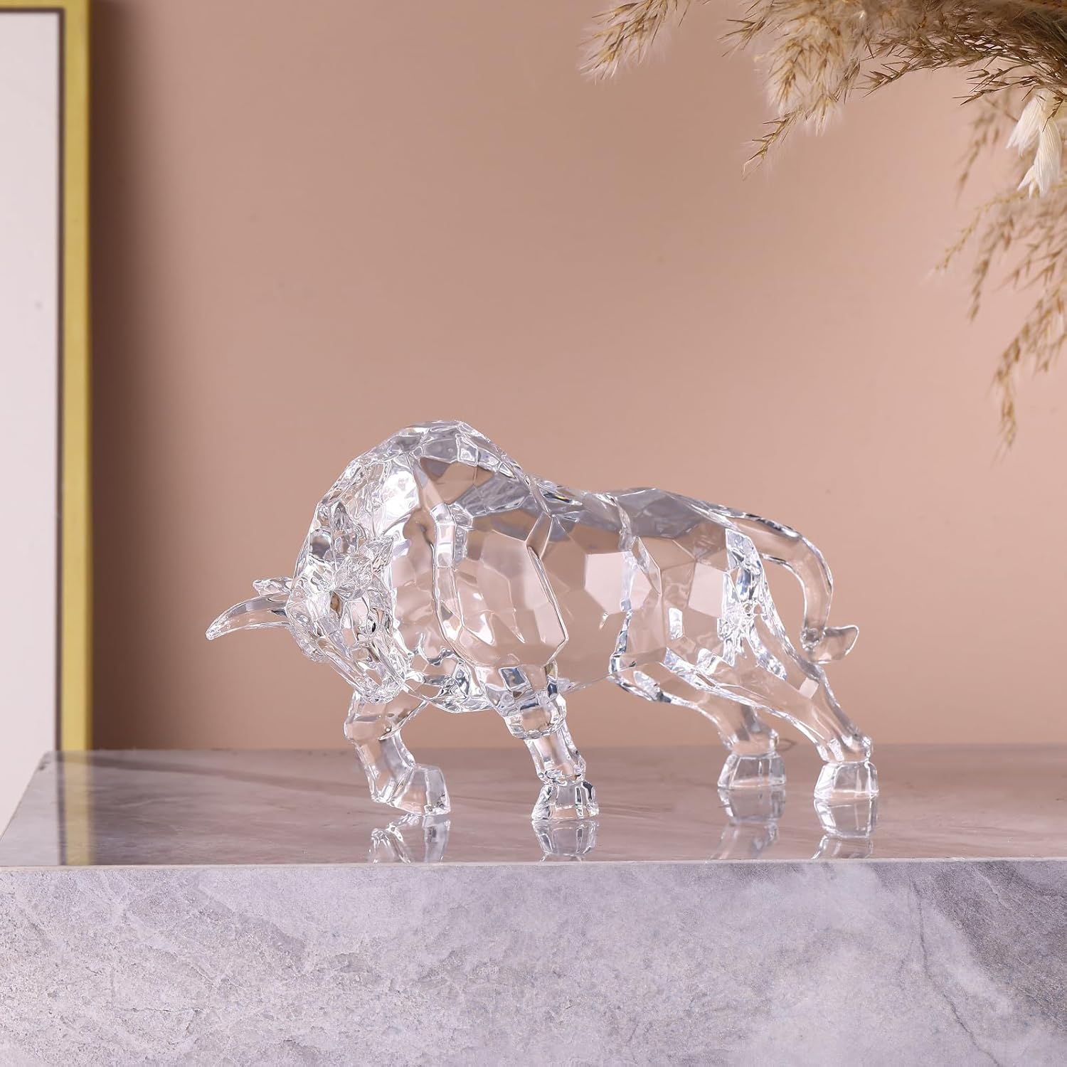 Acrylic Wall Street Bull Statue Office Desk Decor