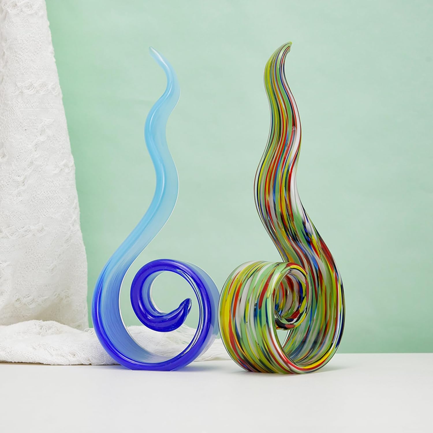 115 Tall Hand-Blown Glass Flame Art Statue Home Decor