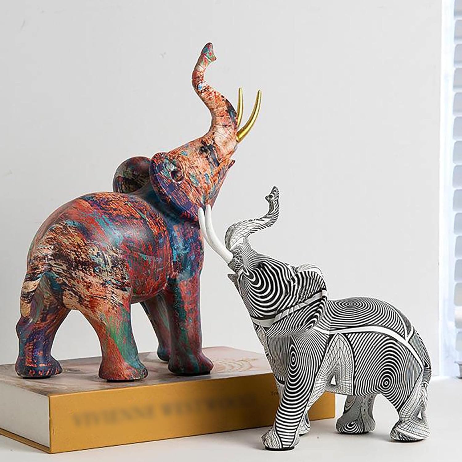 Nudsfuii Simple Elephant Statue Home Decor Accent