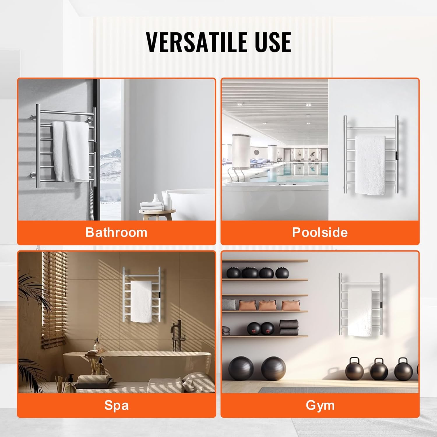 VEVOR 6 Bars Towel Warmer Rack with Timer