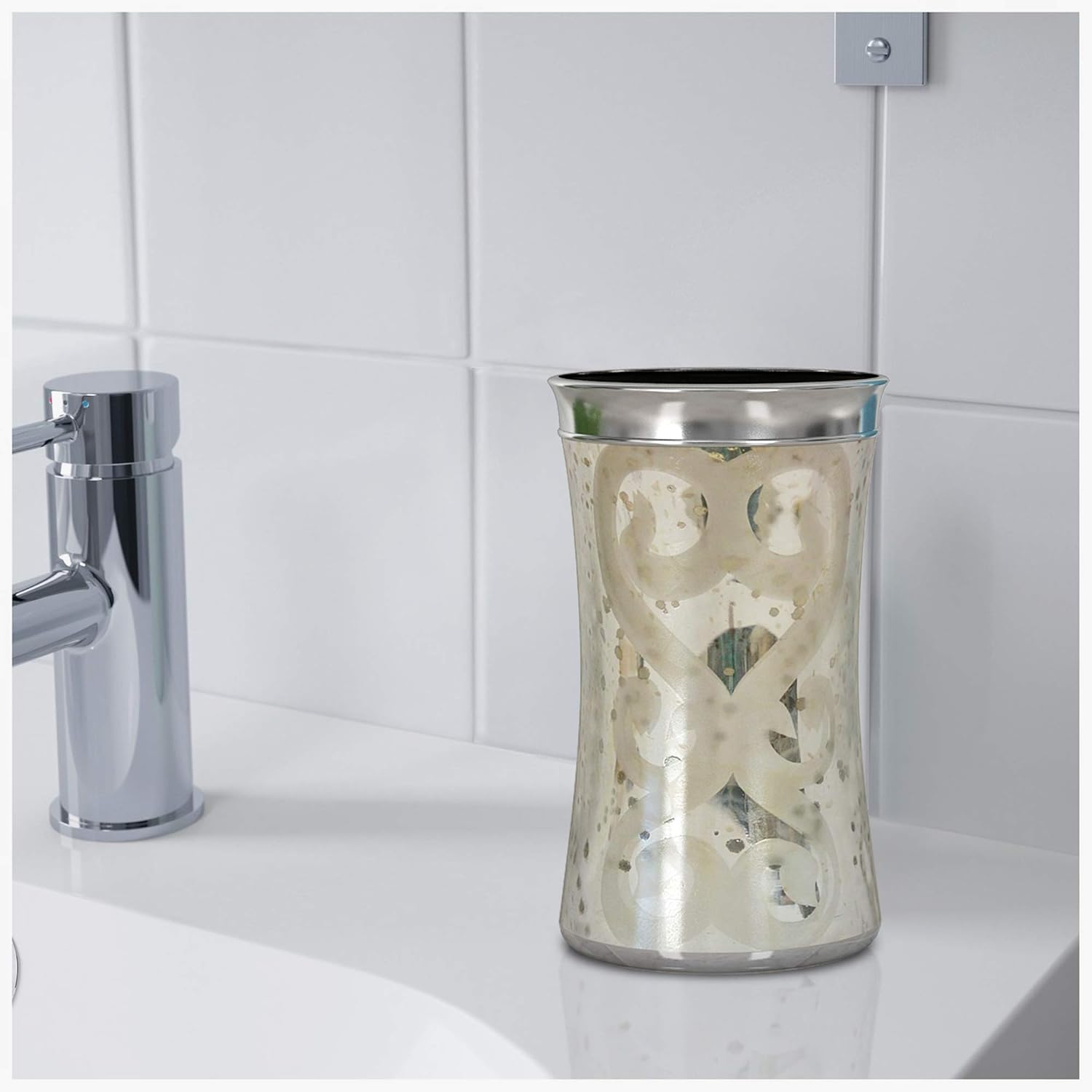 Nu Steel MG5H Glass Cup for Bathroom Storage and Makeup Organization