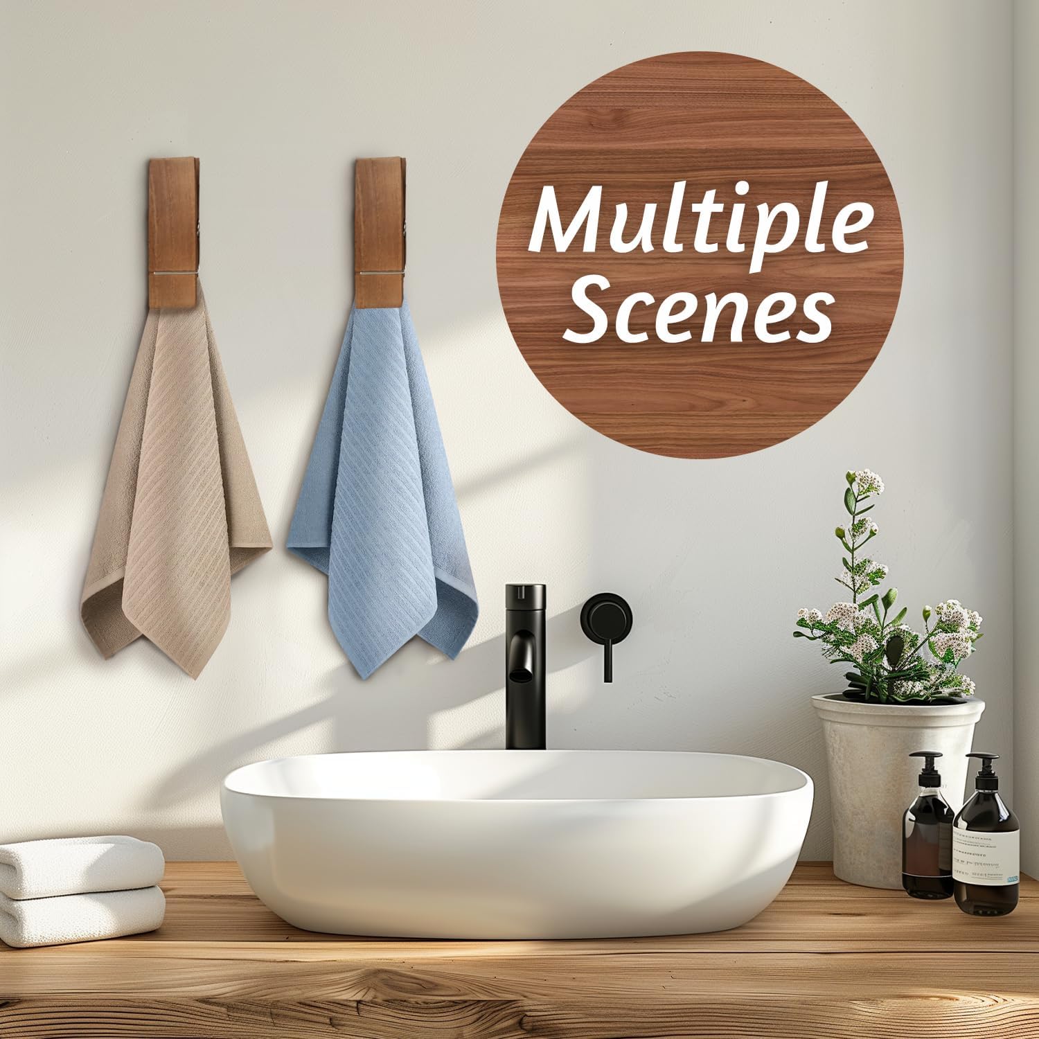 Wooden Towel Hooks for Bathroom and Kitchen