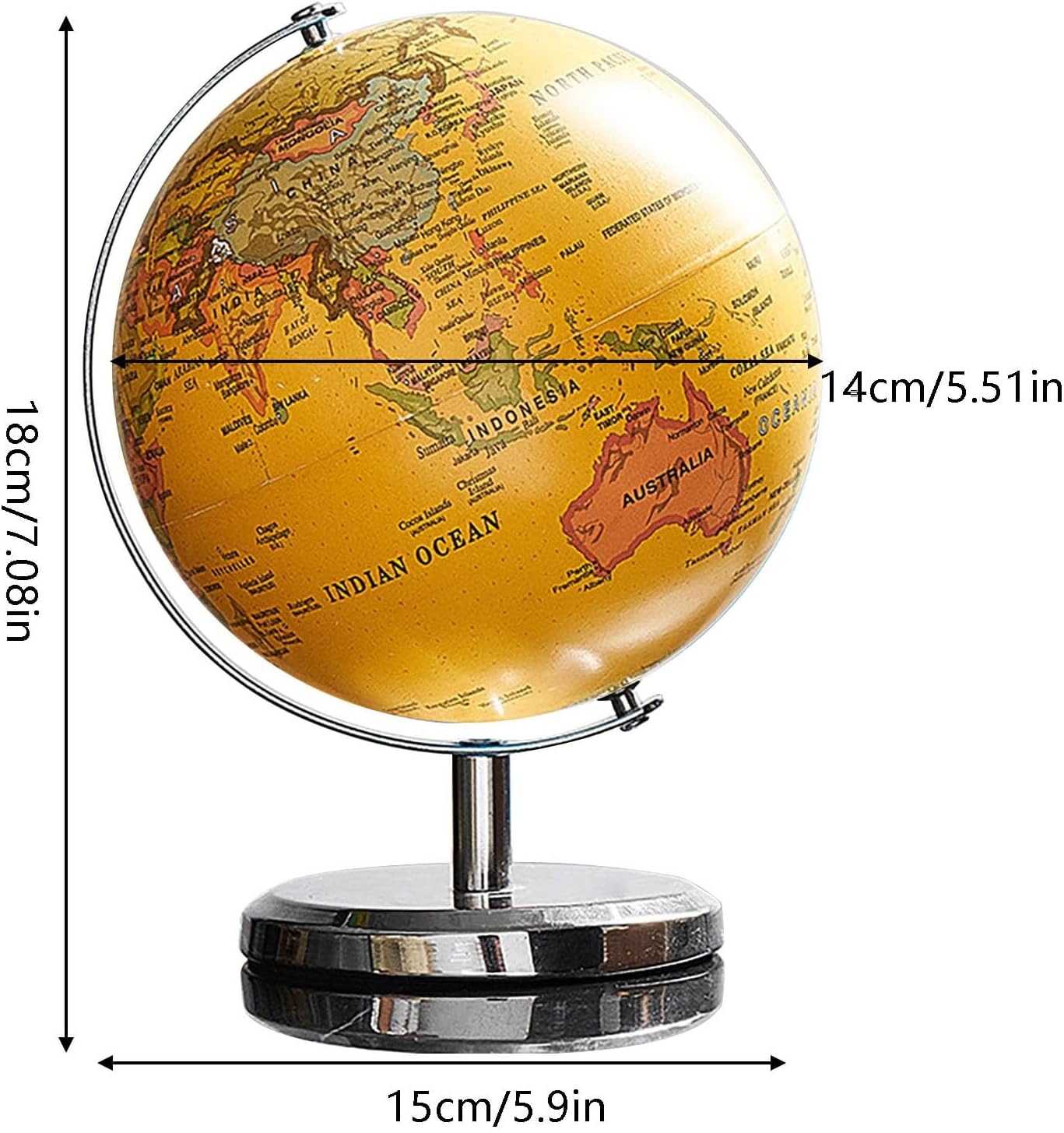 World Globe 360 Rotating Statue Decor Figurine