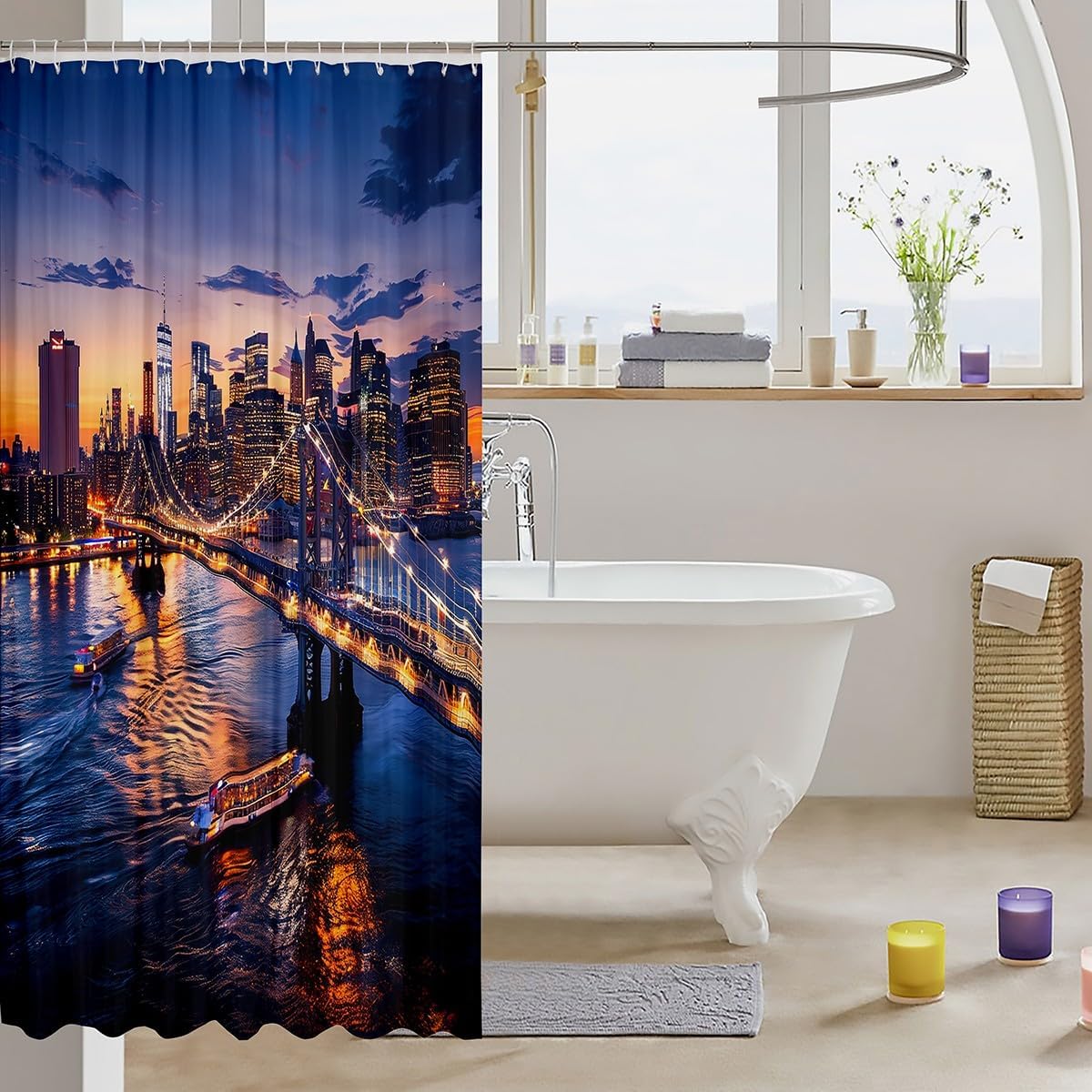 Erosebridal NYC Skyline Shower Curtain Set 72x72