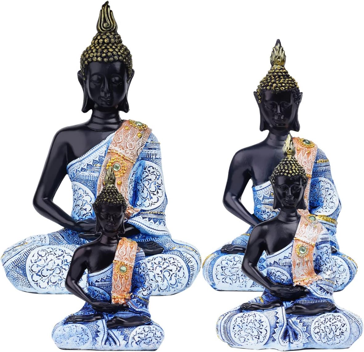 Polystone Buddha Meditating Statue Blue