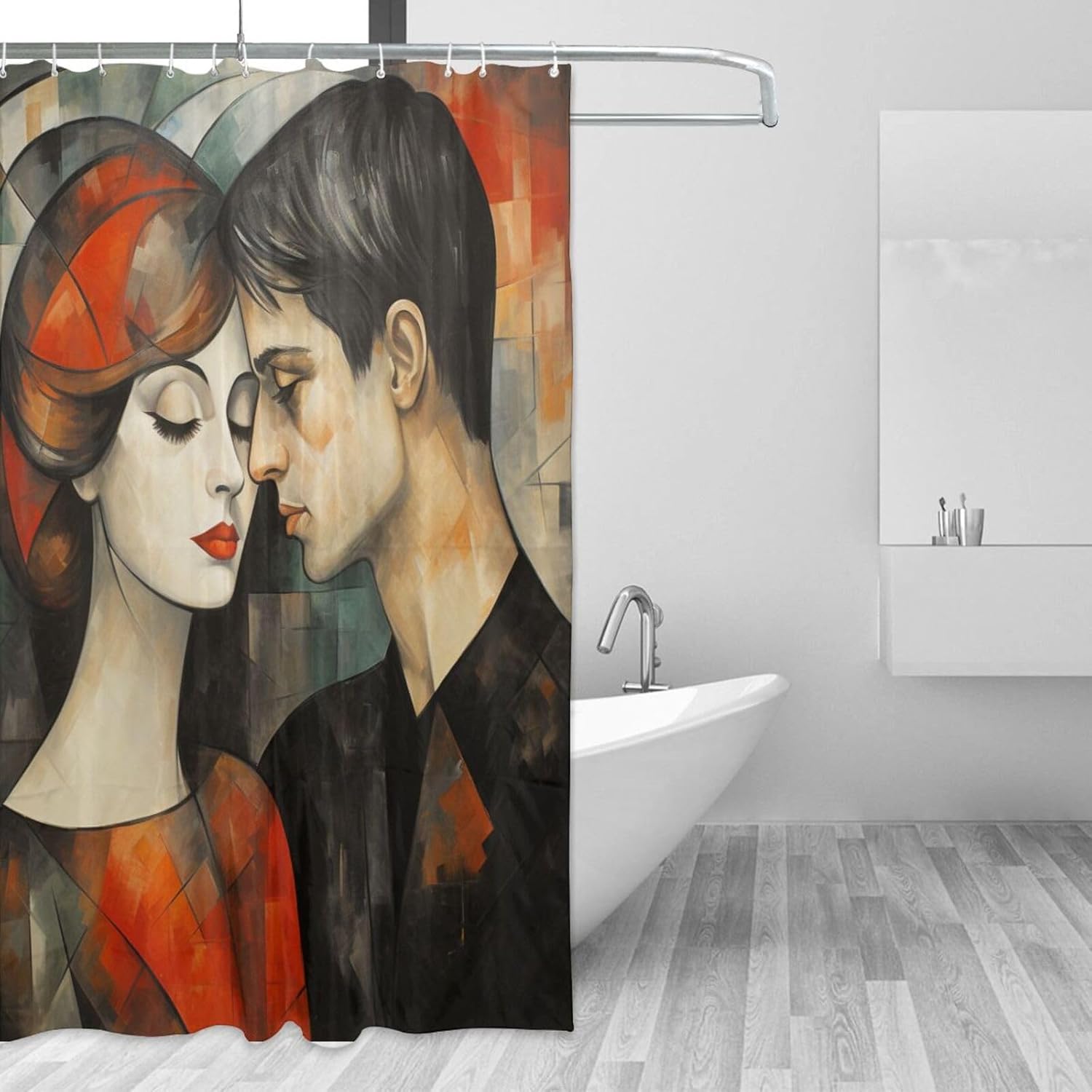 DAOWANGZUO Kissing Girl Shower Curtain Set 1