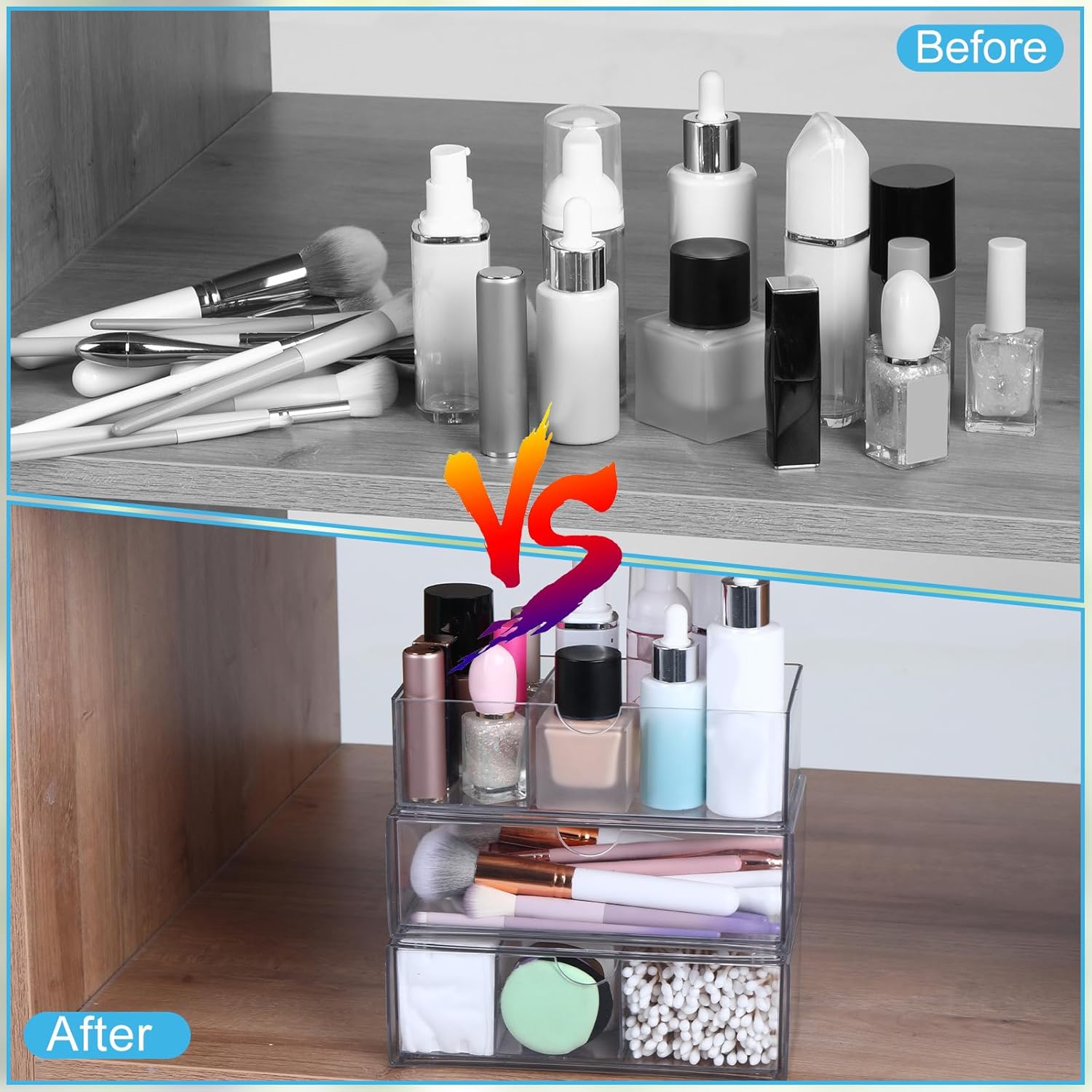 3 Packs Medicine Cabinet Organizer with 3 Drawers and Removable Dividers 1