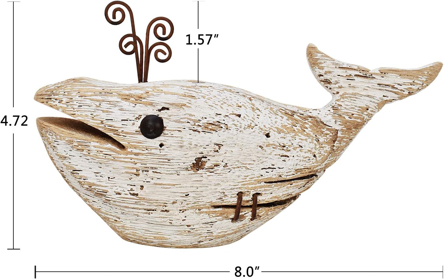 K KILIPES Wood Whale Statue Coastal Decor