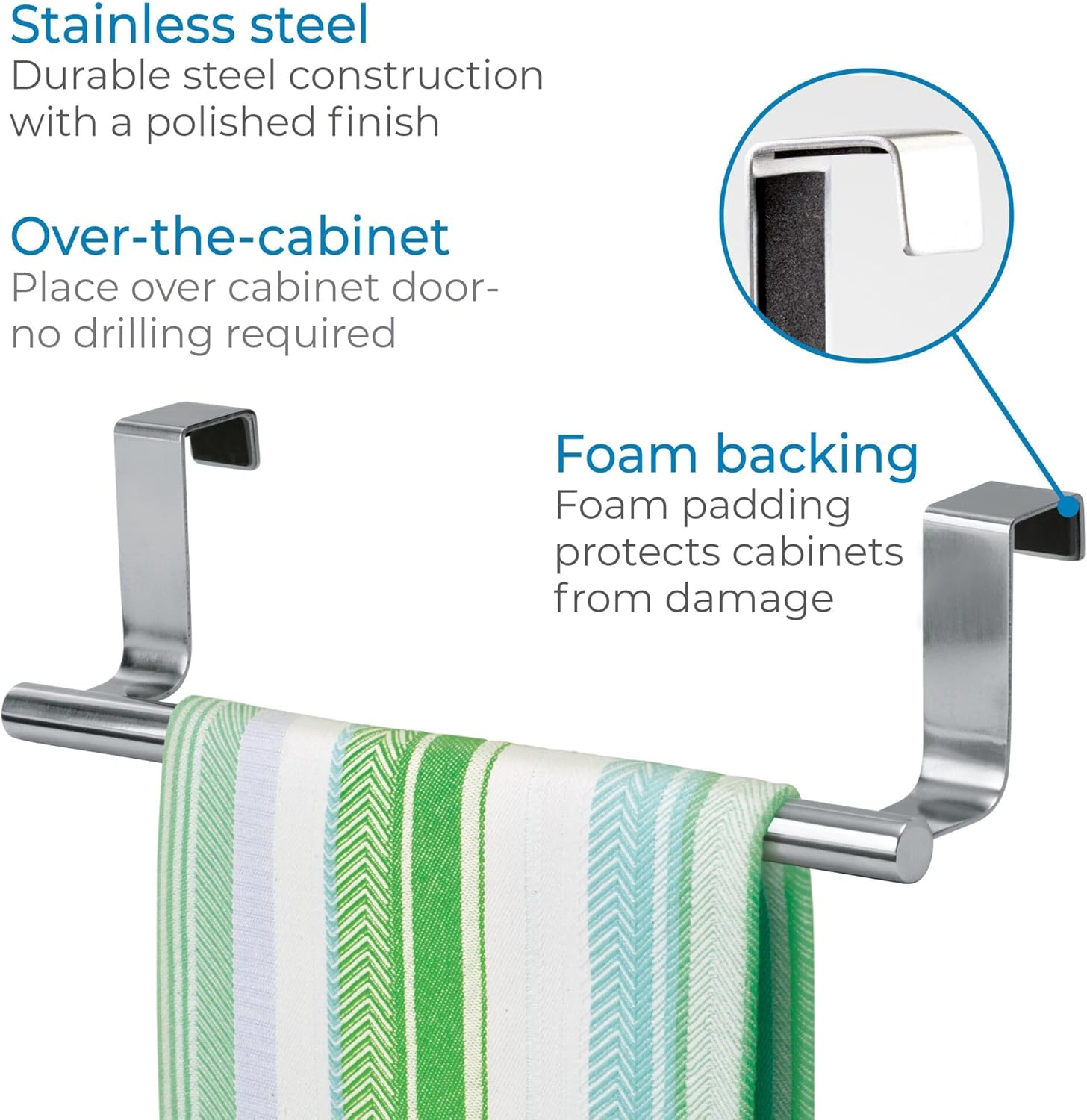 InterDesign iDesign Forma Metal Towel Rack for Kitchen and Bathroom