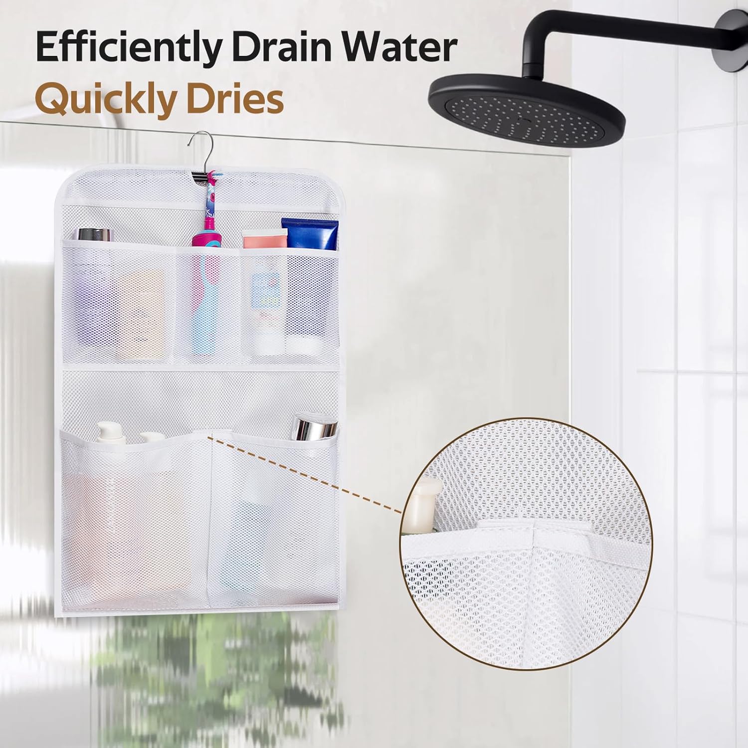 MISSLO Shower Caddy 5 Pockets Hanging Organizer