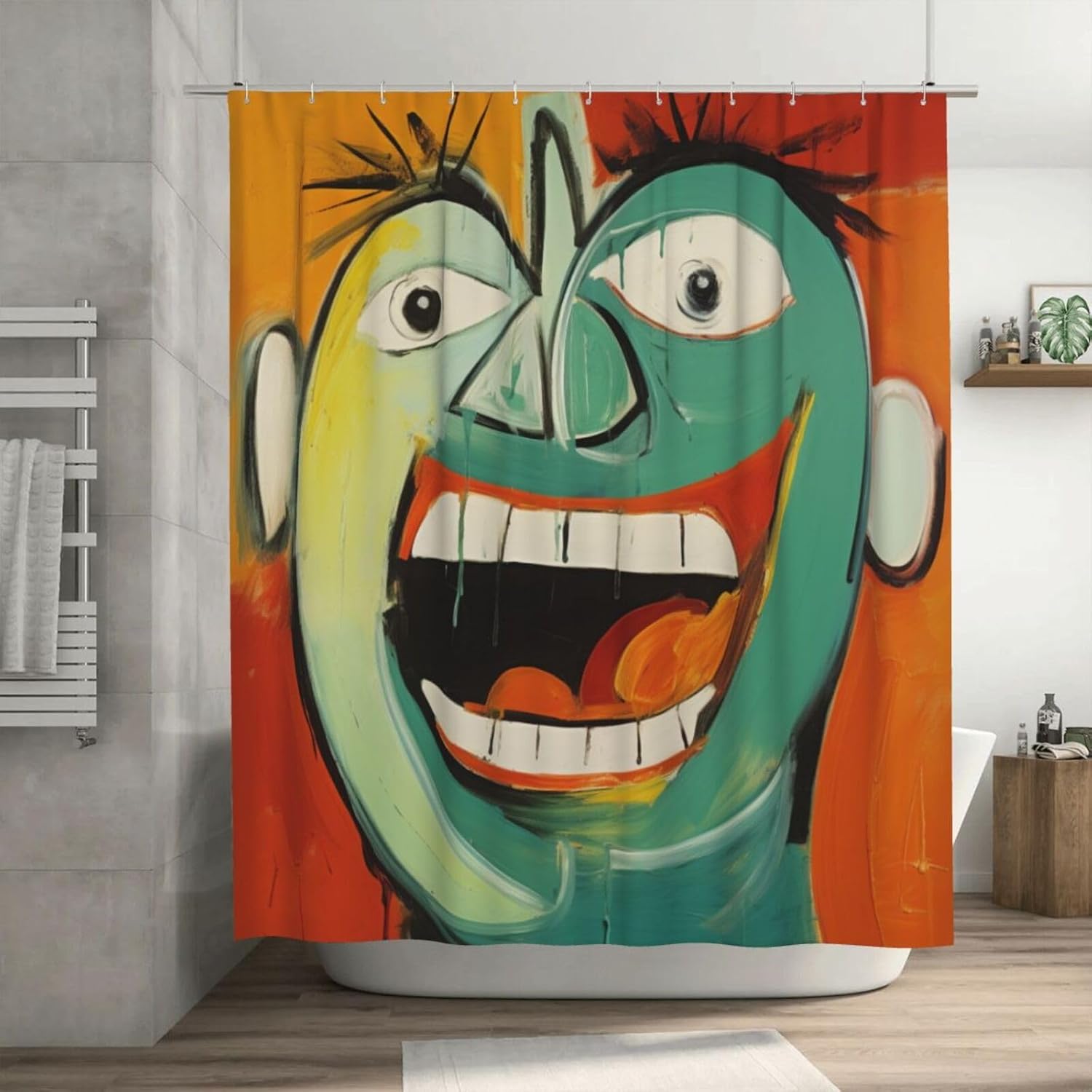 Laughing Boy Shower Curtain Set with 12 Hooks