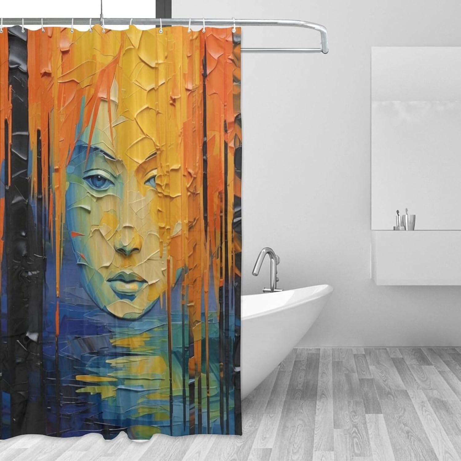 DAOWANGZUO Girls Face Shower Curtain Set