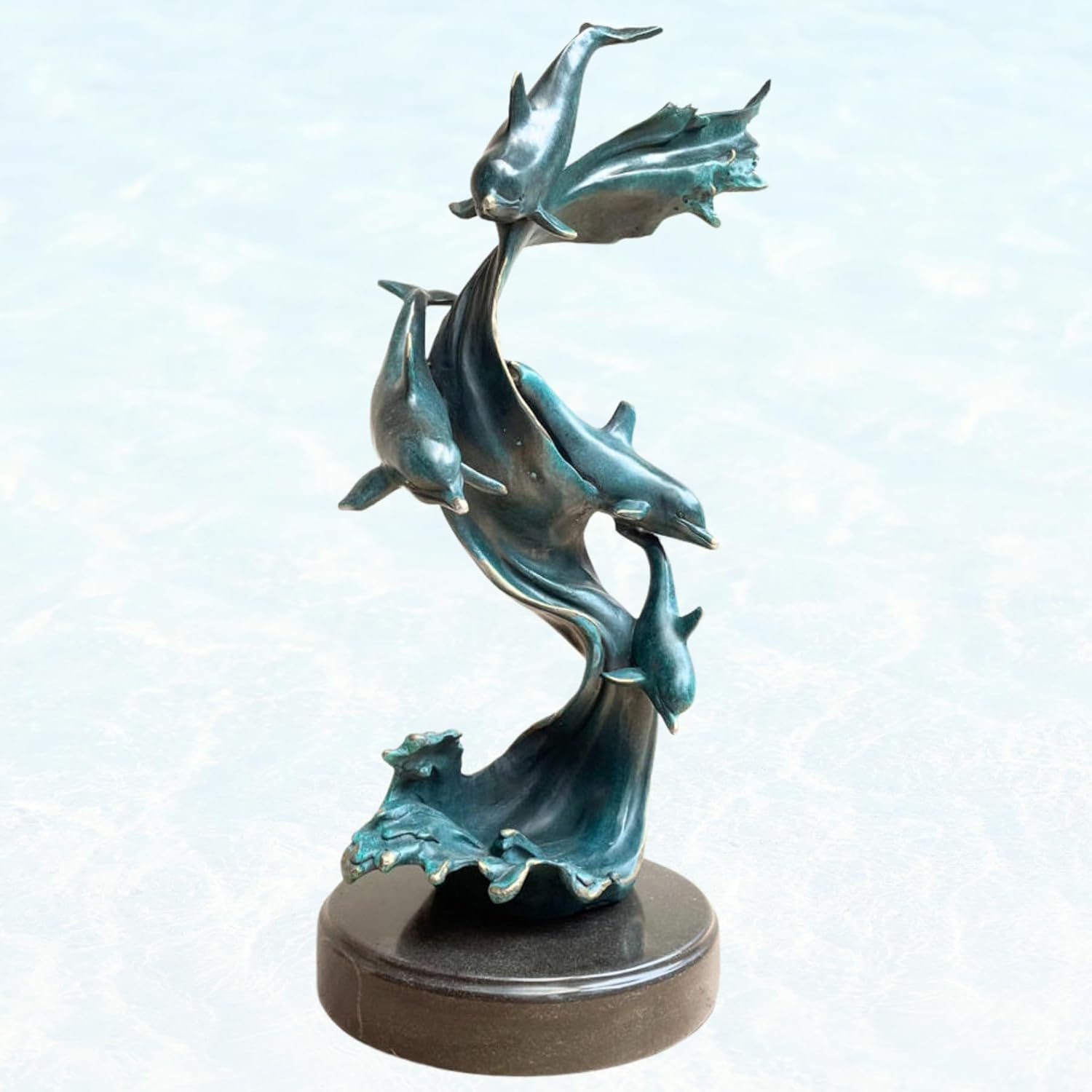 Bronze Dolphin Sculpture 185 Tall Handcrafted Dcor