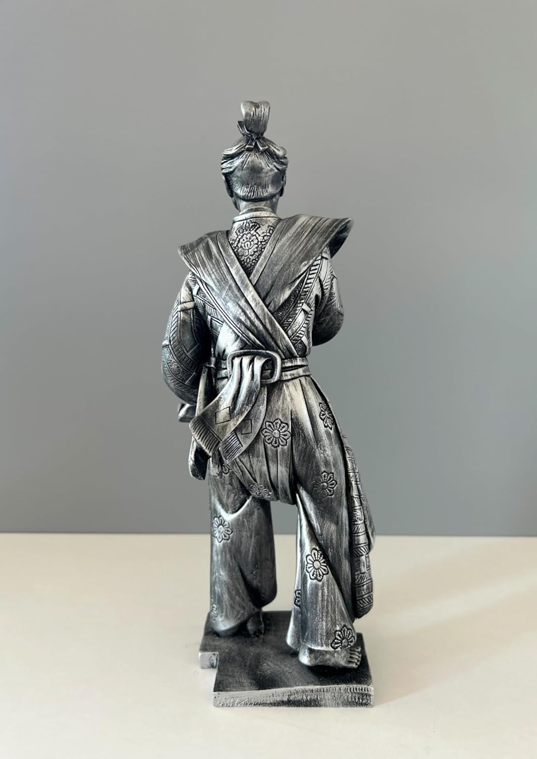 Japanese Samurai Statue - 33cm Silver Bust Sculpture