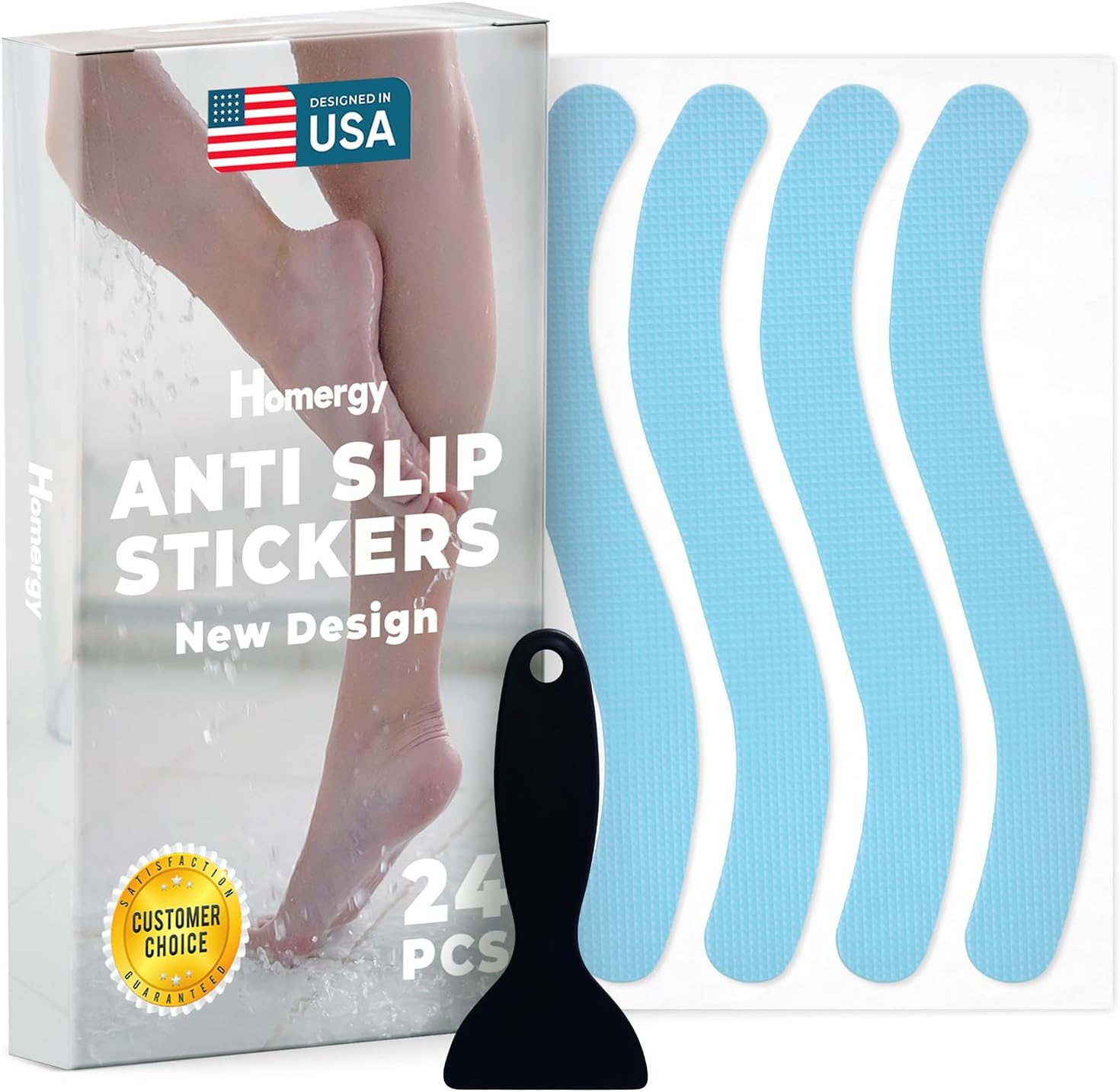 Homergy Anti-Slip Shower Stickers 24 PCS Blue