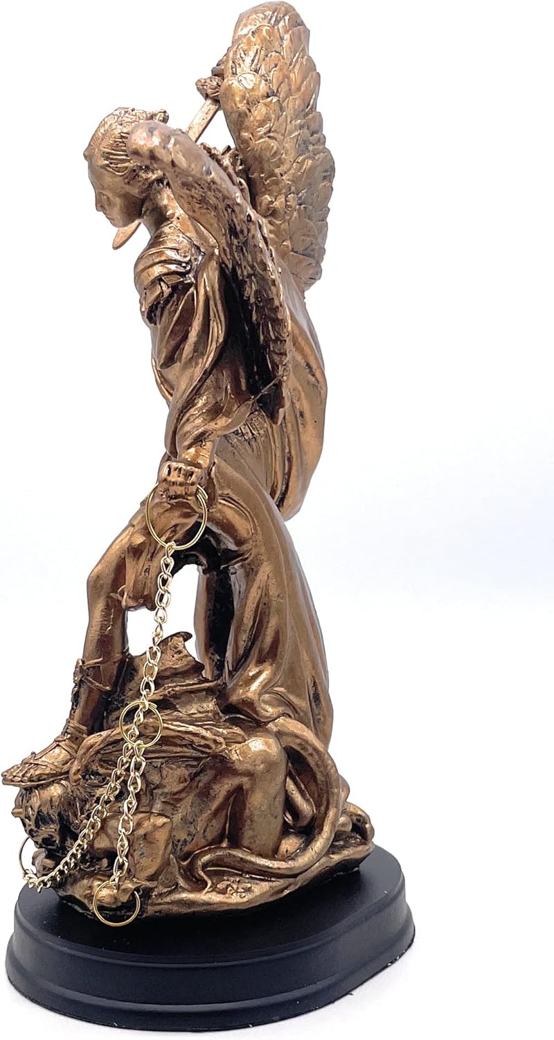 RUSTIX Saint Michael Statue Defeating Satan 85 Inch Bronze