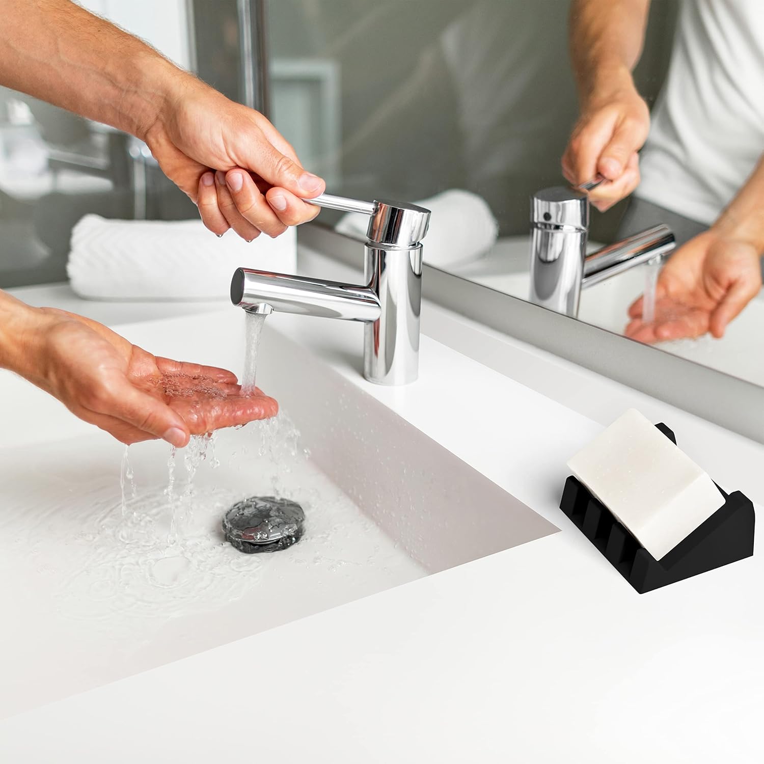iSoapStone Silicone Soap Dish 2-Pack Black