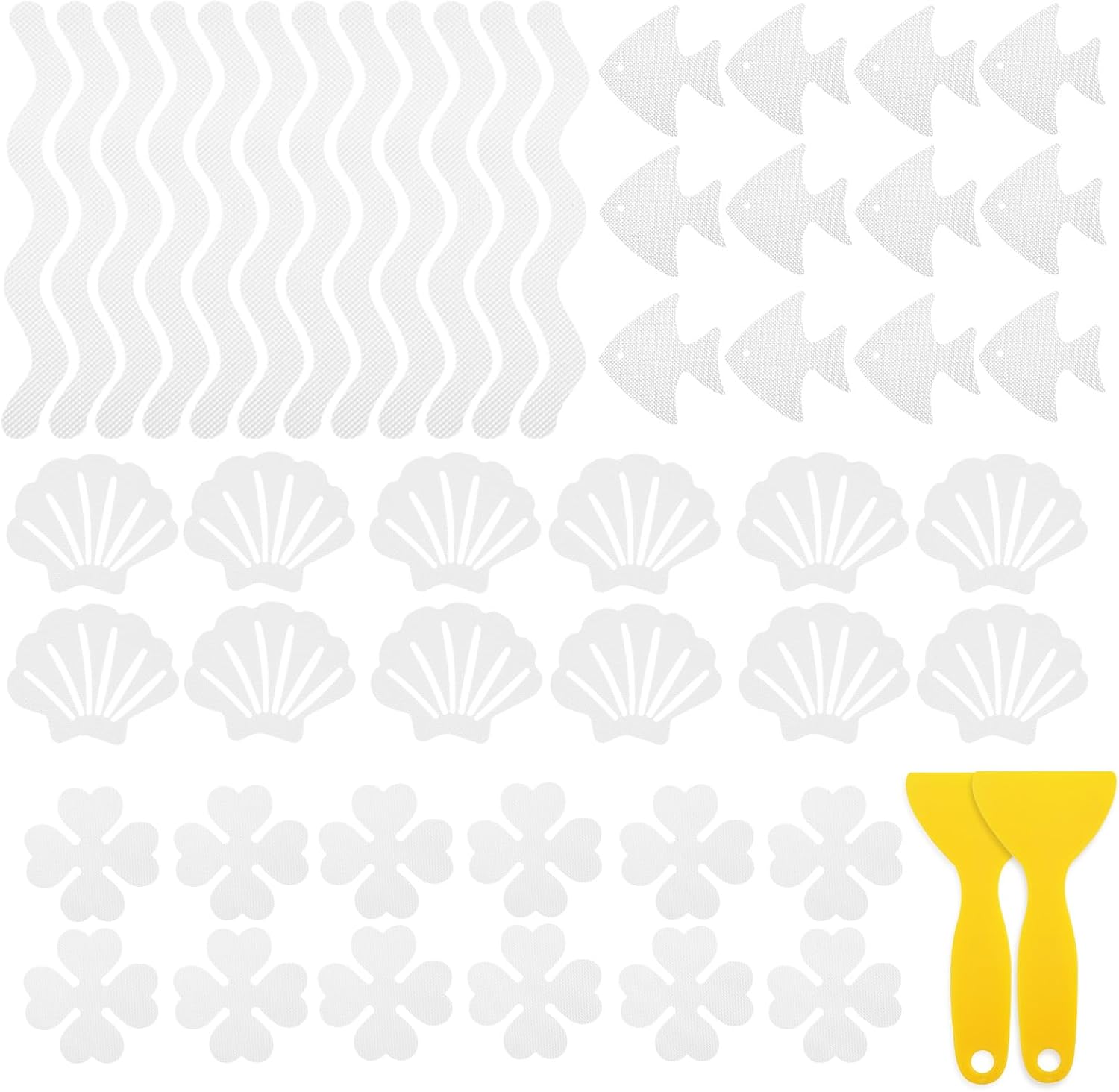 48Pcs Non-Slip Bathtub Stickers with Scraper