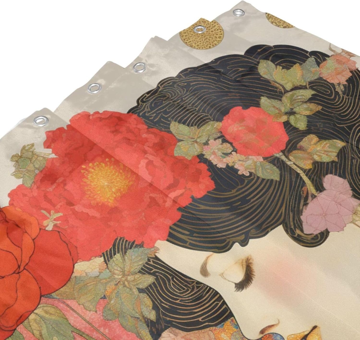 DAOWANGZUO Red Pink Flower Shower Curtain Set 72x72in