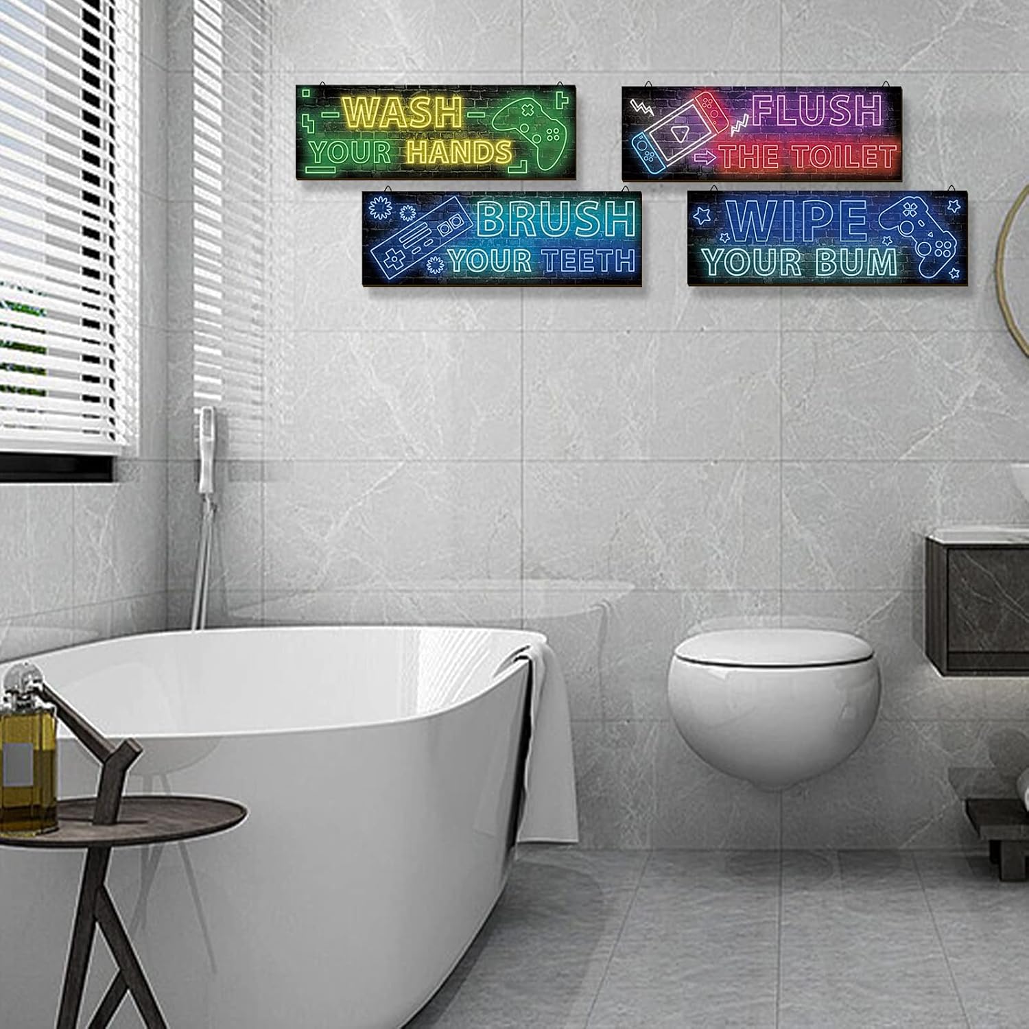 YLOLUL Neon Gaming Wall Art Set for Boys