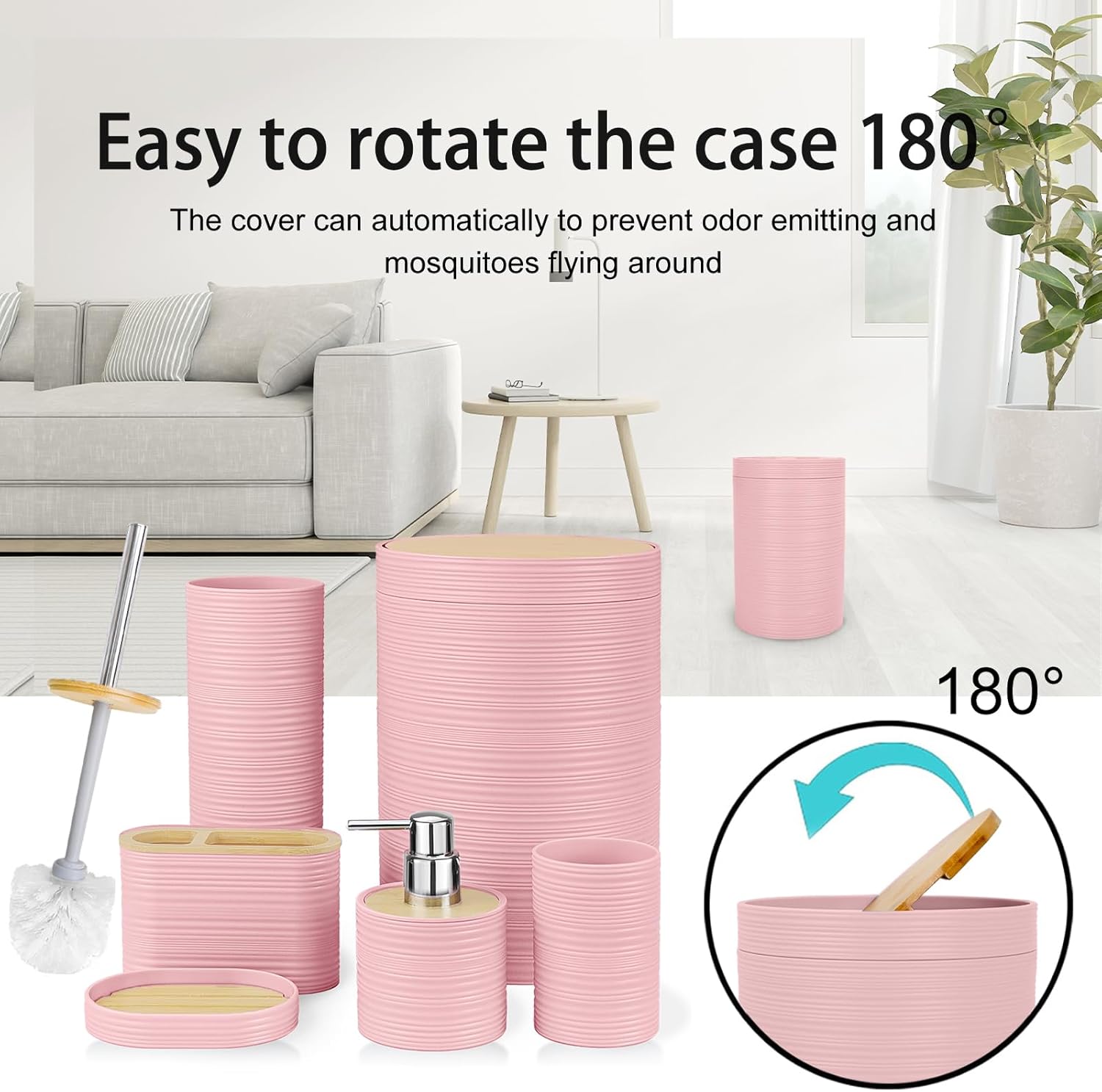 CERBIOR 6-Piece Bamboo Bathroom Accessories Set