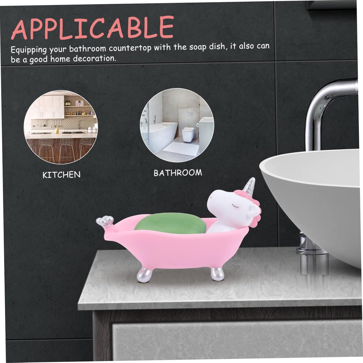 PRETYZOOM Adorable Unicorn Soap Dish Holder