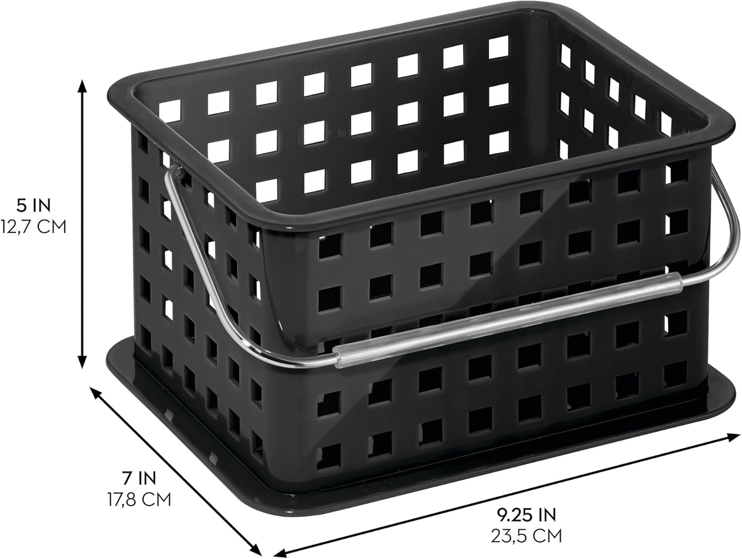 InterDesign Portable Shower Caddy with Black Plastic Basket and Carry Handle