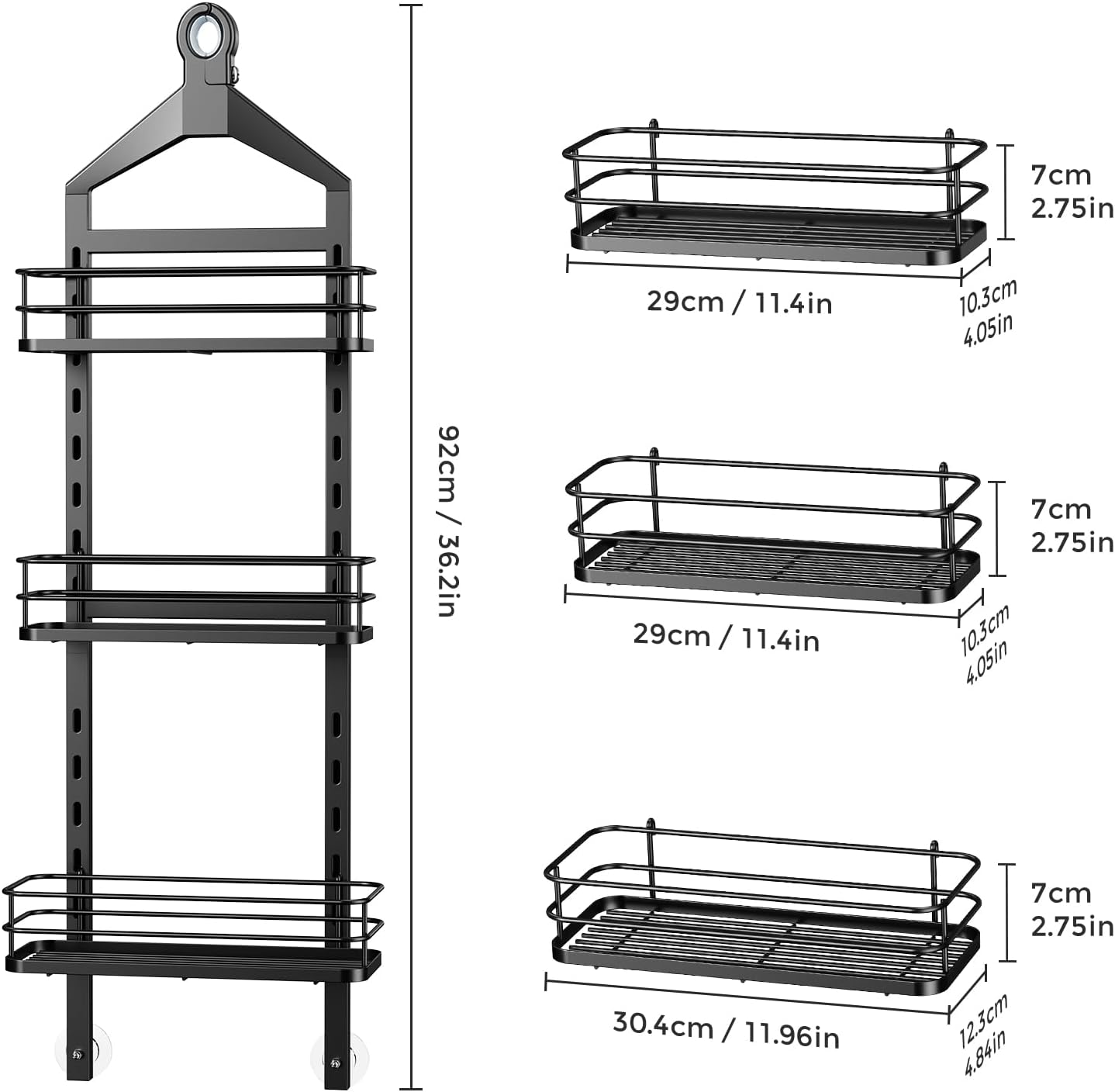 ODesign 3 Tier Adjustable Shower Caddy Organizer