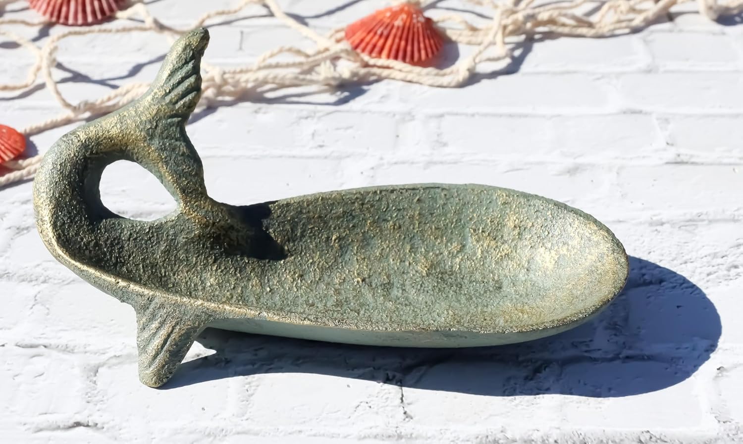 Ebros Gift Cast Iron Whale Soap Dish Tray