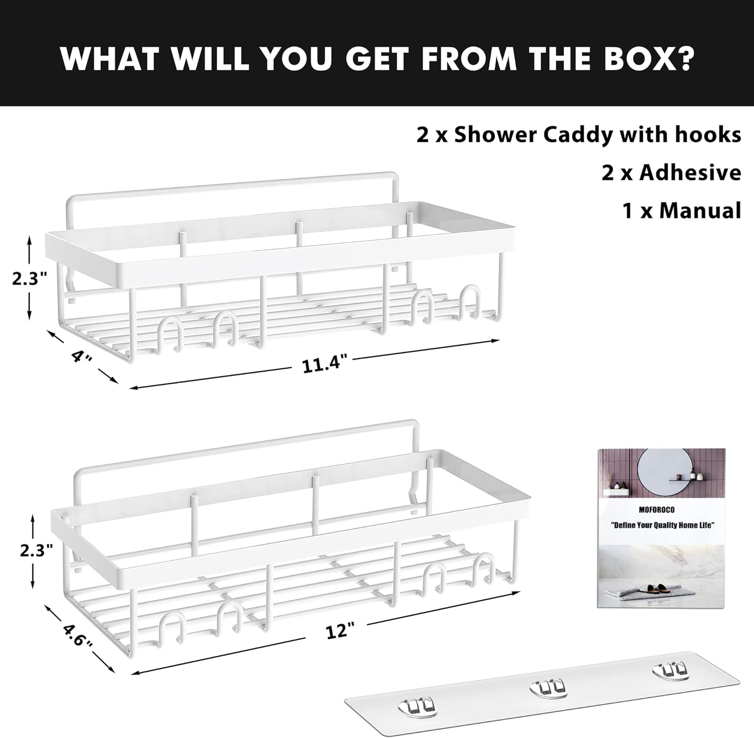 Moforoco Shower Caddy Organizer with Hooks