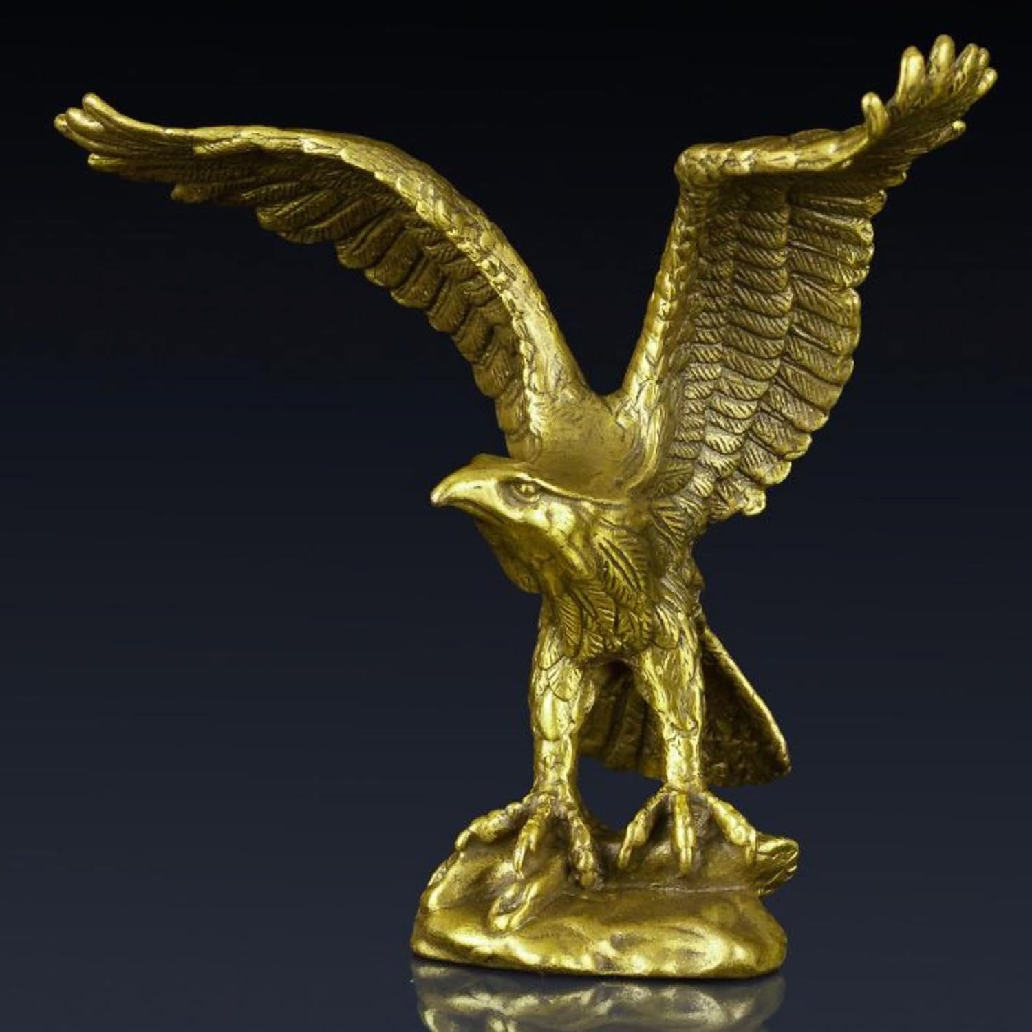 Brass Eagle Spread Wings Statue - Solid Bronze Art Decor