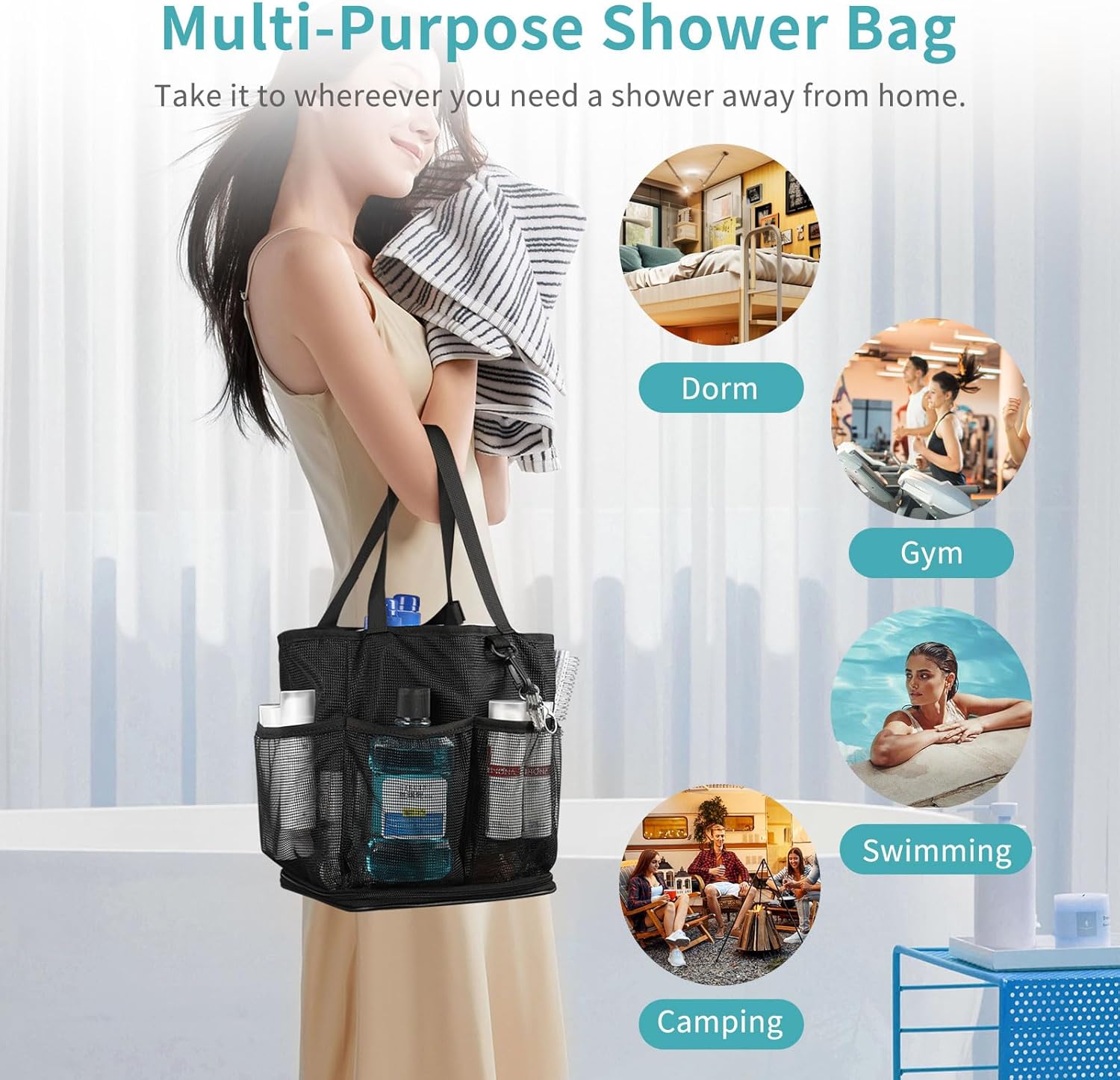Onemoky Mesh Shower Caddy Portable for College Dorm Room Essentials