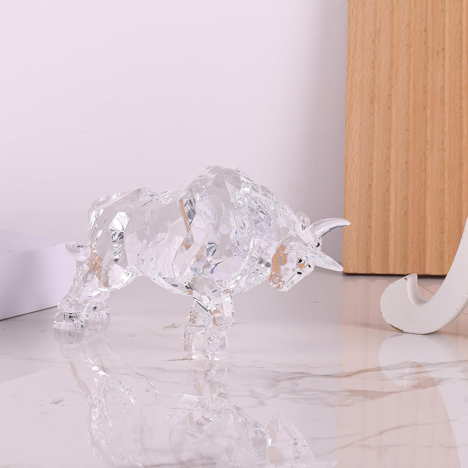 Acrylic Wall Street Bull Statue Office Desk Decor